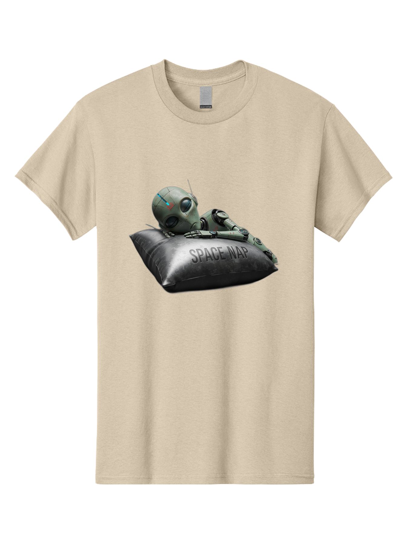 Space-Nap-1 Men'S Graphic Tee, 100% Cotton, Comfortable Casual Summer Wear, Machine Washable, Robot Sleeping, Space Nap, Futuristic Design, Metallic Surface, Robotic Relaxation, Digital Art, Sleeping Robot, Sci-Fi Concept, Futuristic Rest, Bad666