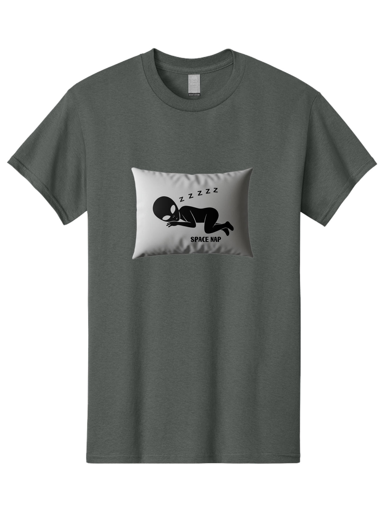 Space-Nap-3 Men'S Graphic Tee, 100% Cotton, Comfortable Casual Summer Wear, Machine Washable, Sleeping Alien, Pillow Design, Funny Gift, Alien Graphic, Space Humor, Zzz Symbol, Funny Pillow, Extraterrestrial Bad668