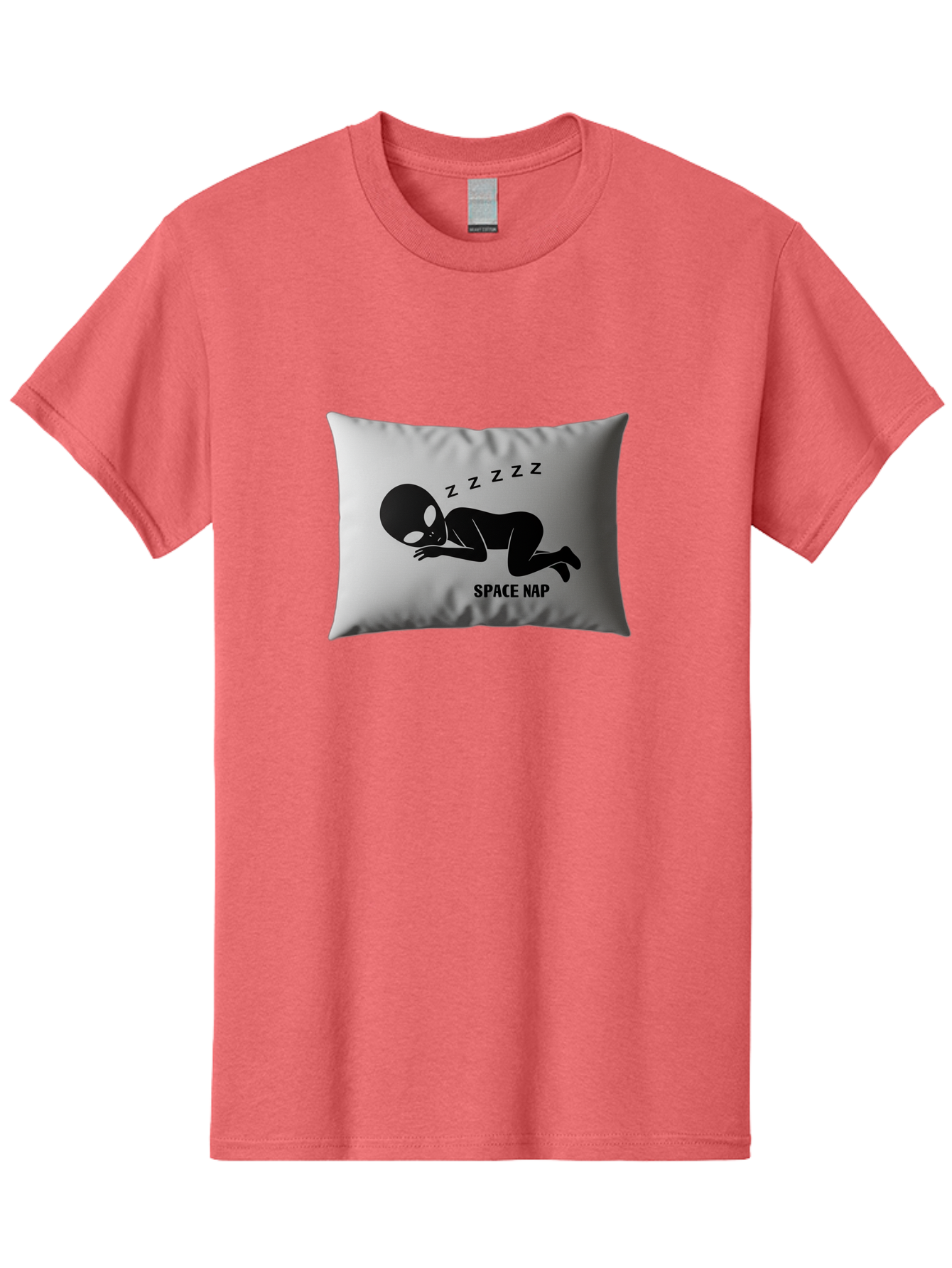 Space-Nap-3 Men'S Graphic Tee, 100% Cotton, Comfortable Casual Summer Wear, Machine Washable, Sleeping Alien, Pillow Design, Funny Gift, Alien Graphic, Space Humor, Zzz Symbol, Funny Pillow, Extraterrestrial Bad668