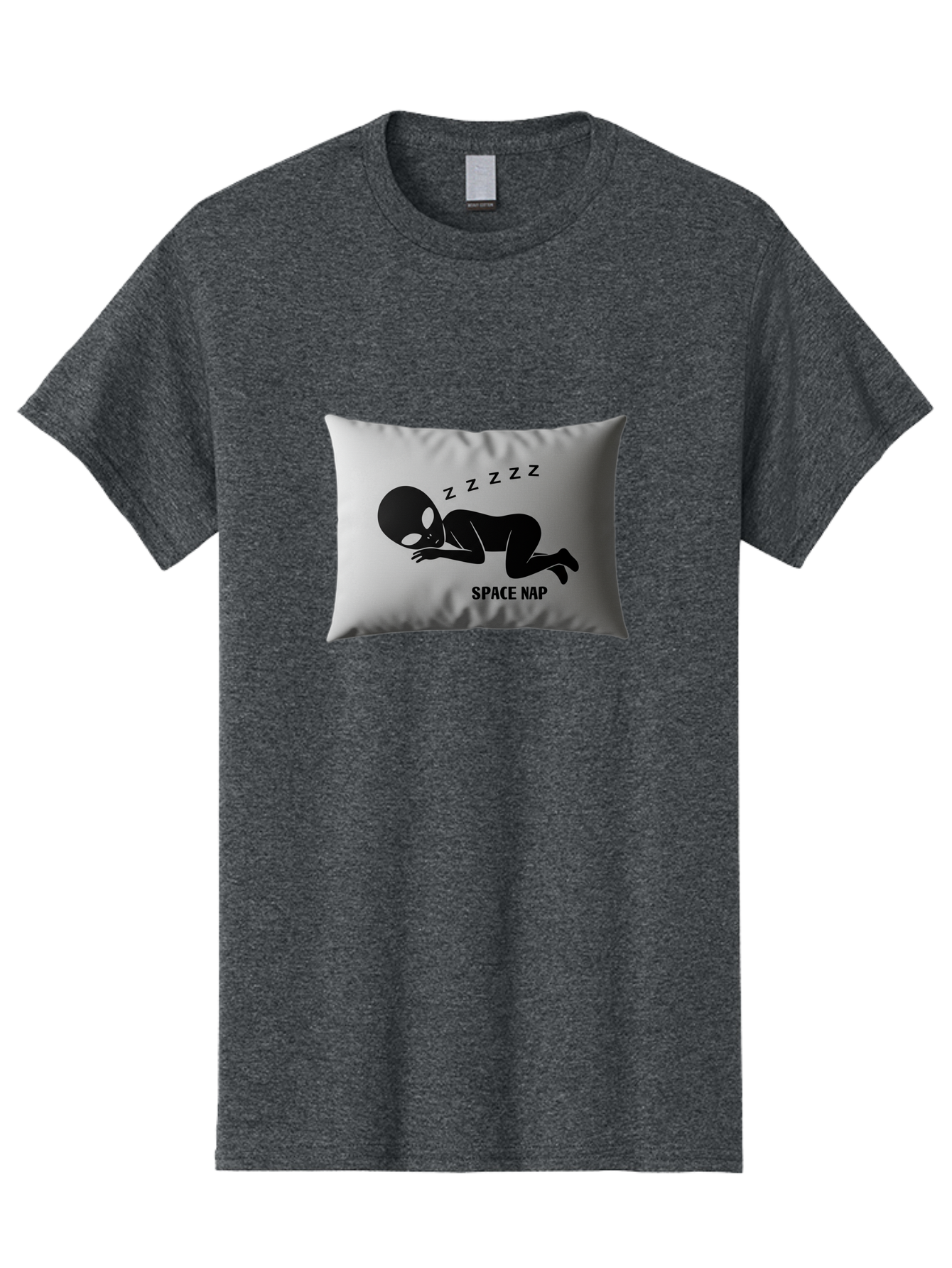 Space-Nap-3 Men'S Graphic Tee, 100% Cotton, Comfortable Casual Summer Wear, Machine Washable, Sleeping Alien, Pillow Design, Funny Gift, Alien Graphic, Space Humor, Zzz Symbol, Funny Pillow, Extraterrestrial Bad668