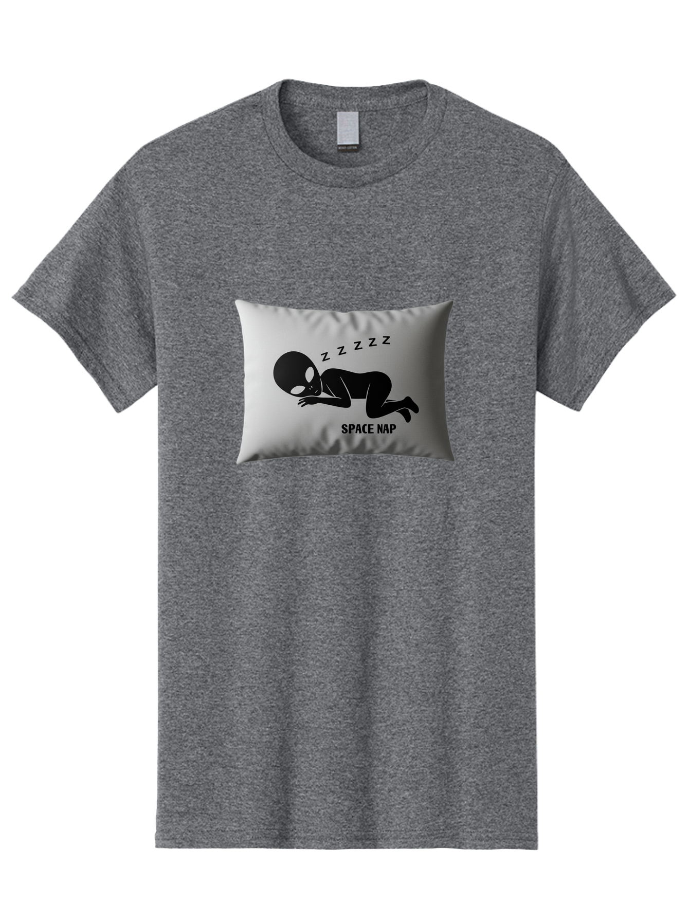 Space-Nap-3 Men'S Graphic Tee, 100% Cotton, Comfortable Casual Summer Wear, Machine Washable, Sleeping Alien, Pillow Design, Funny Gift, Alien Graphic, Space Humor, Zzz Symbol, Funny Pillow, Extraterrestrial Bad668