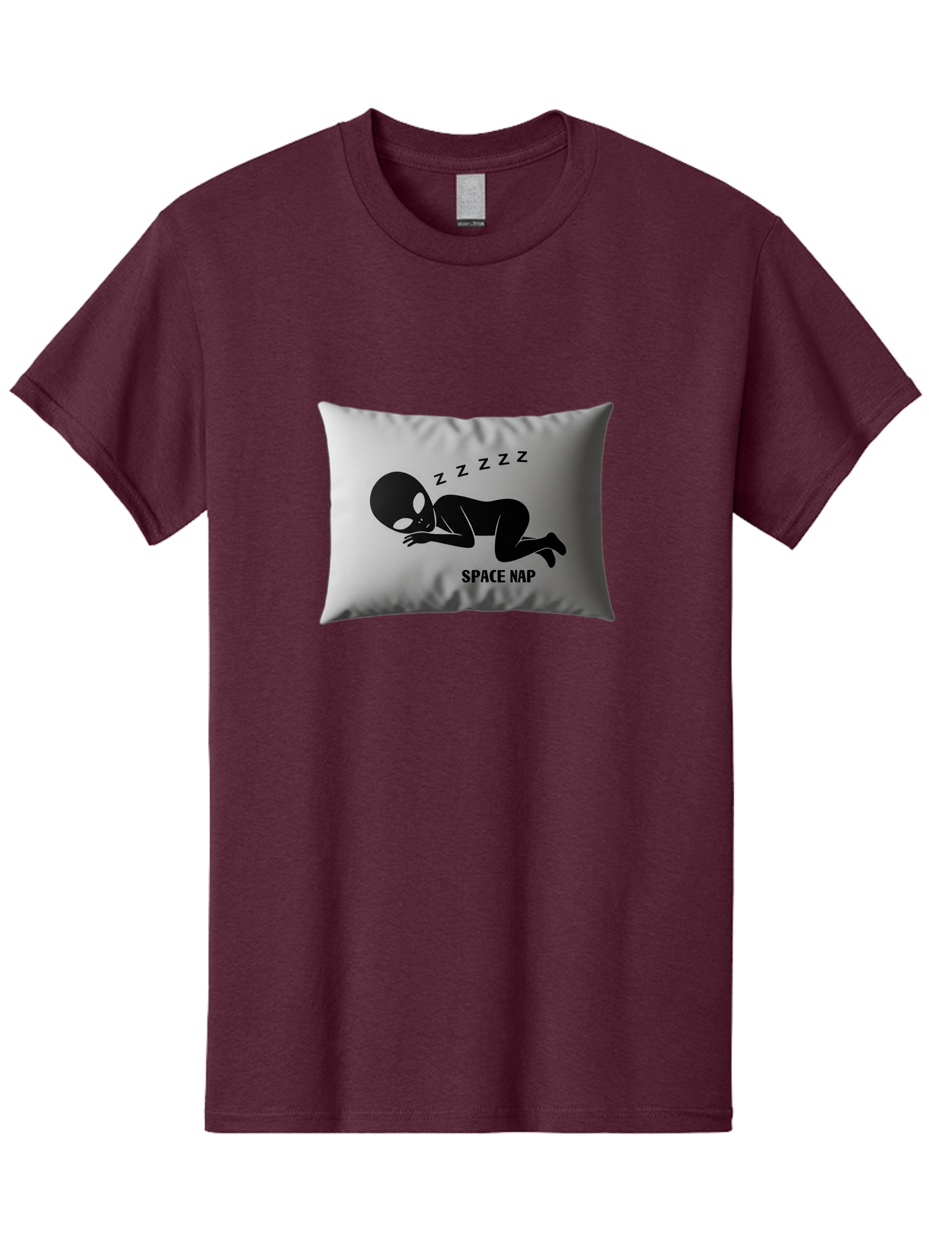 Space-Nap-3 Men'S Graphic Tee, 100% Cotton, Comfortable Casual Summer Wear, Machine Washable, Sleeping Alien, Pillow Design, Funny Gift, Alien Graphic, Space Humor, Zzz Symbol, Funny Pillow, Extraterrestrial Bad668