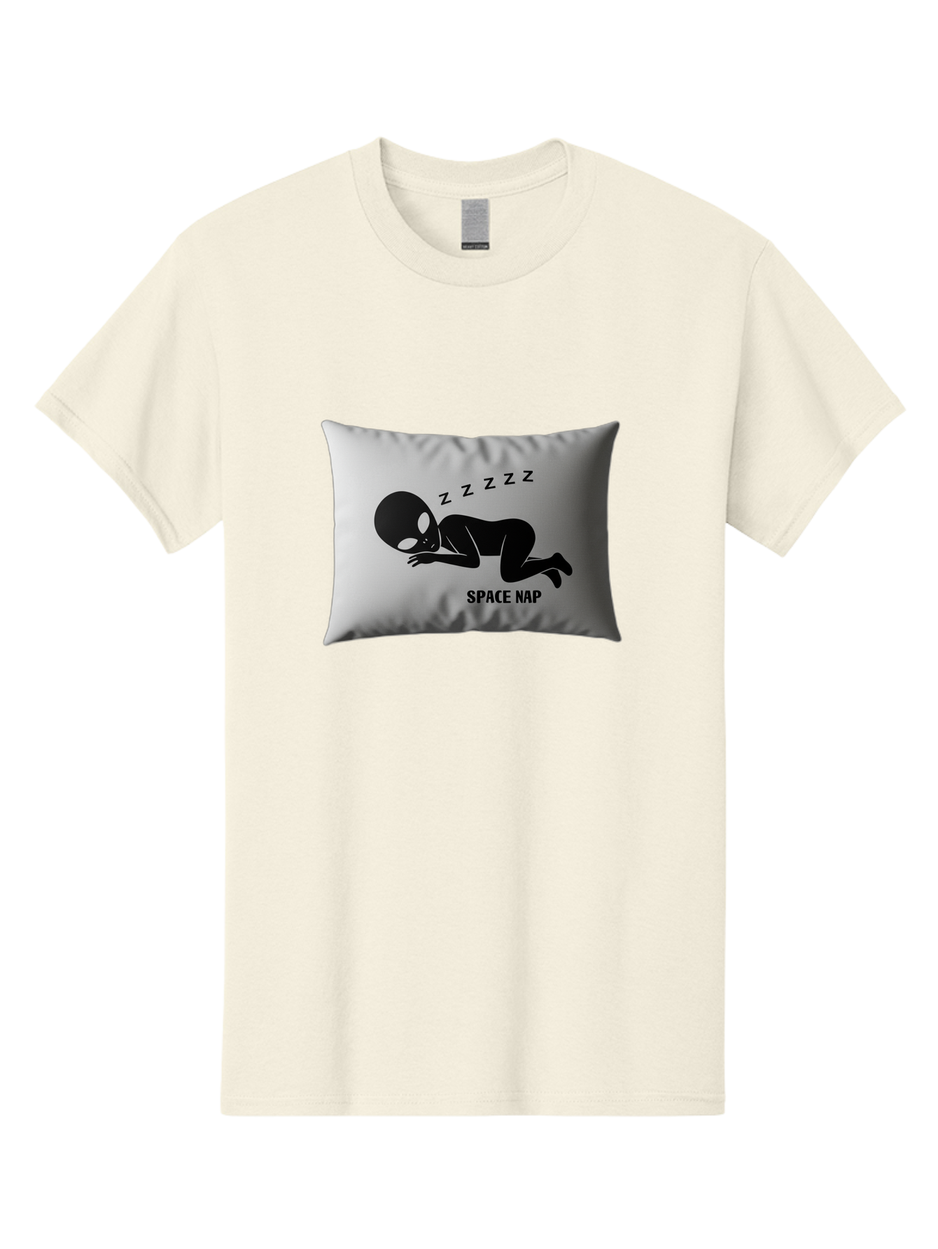 Space-Nap-3 Men'S Graphic Tee, 100% Cotton, Comfortable Casual Summer Wear, Machine Washable, Sleeping Alien, Pillow Design, Funny Gift, Alien Graphic, Space Humor, Zzz Symbol, Funny Pillow, Extraterrestrial Bad668