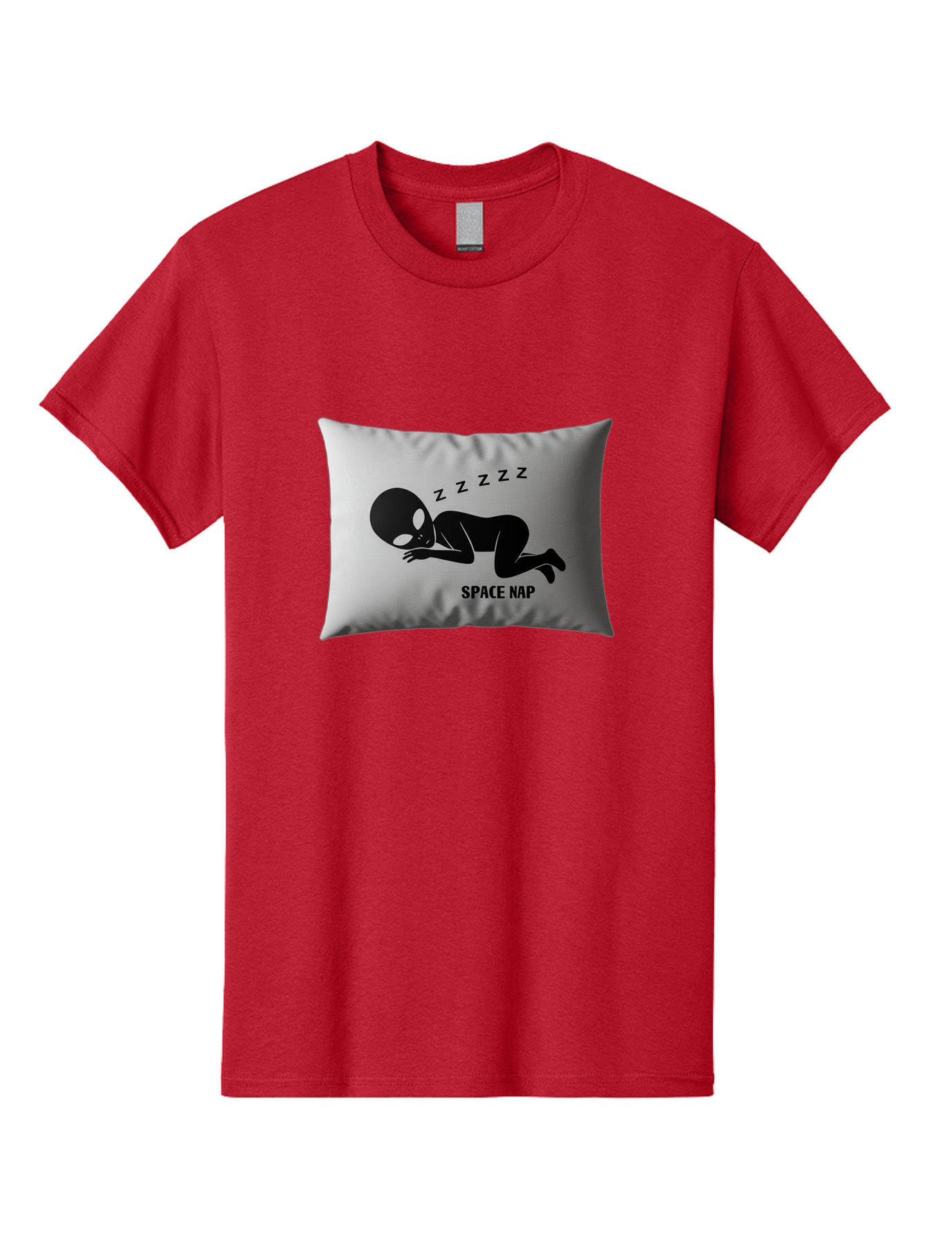 Space-Nap-3 Men'S Graphic Tee, 100% Cotton, Comfortable Casual Summer Wear, Machine Washable, Sleeping Alien, Pillow Design, Funny Gift, Alien Graphic, Space Humor, Zzz Symbol, Funny Pillow, Extraterrestrial Bad668