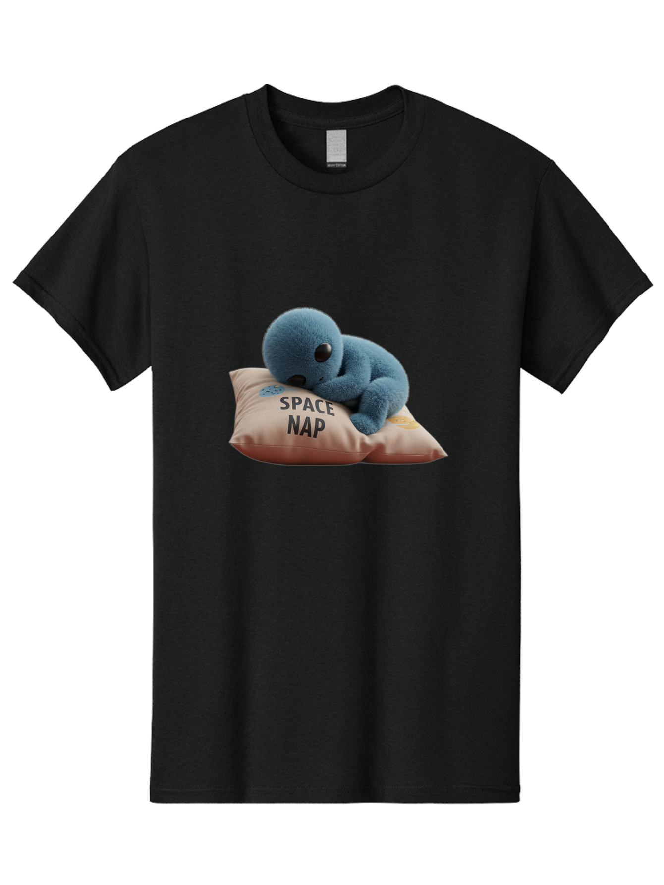 Space-Nap-4 Men'S Graphic Tee, 100% Cotton, Comfortable Casual Summer Wear, Machine Washable, Stuffed Alien, Space Nap, Sleeping On Pillow, Cute Plush Toy, Funny Meme, Cartoon Character, Adorable Creature, Resting In Space, Soft And Cuddly, Bad669