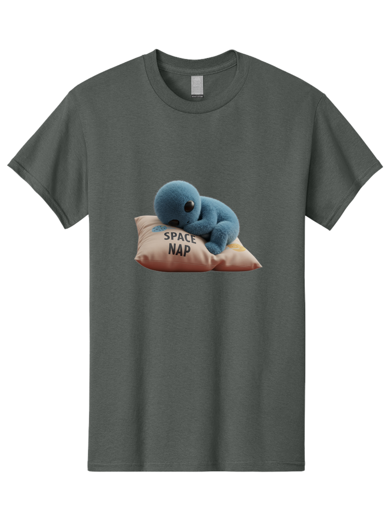 Space-Nap-4 Men'S Graphic Tee, 100% Cotton, Comfortable Casual Summer Wear, Machine Washable, Stuffed Alien, Space Nap, Sleeping On Pillow, Cute Plush Toy, Funny Meme, Cartoon Character, Adorable Creature, Resting In Space, Soft And Cuddly, Bad669