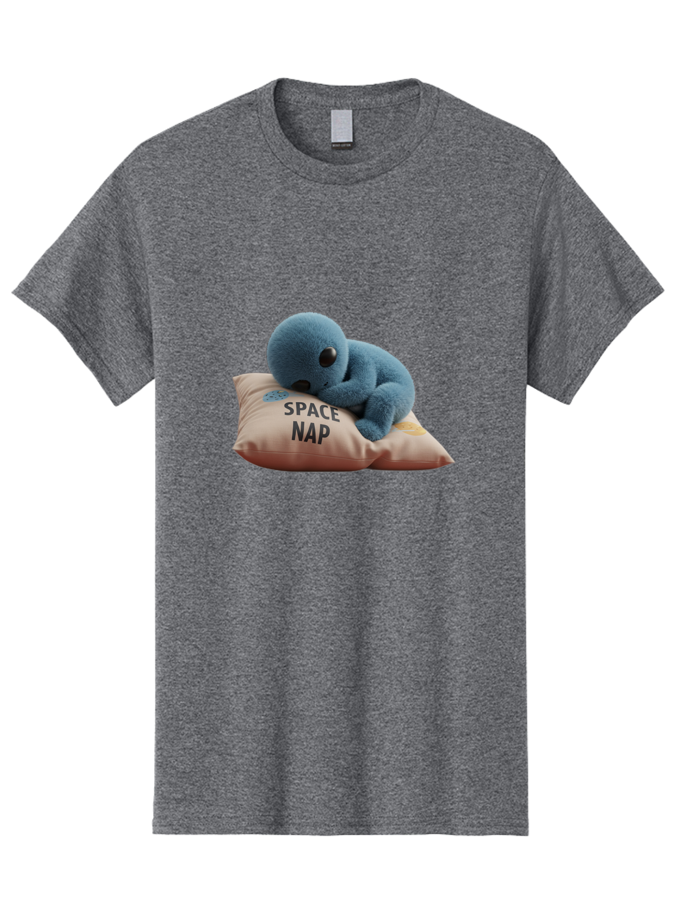 Space-Nap-4 Men'S Graphic Tee, 100% Cotton, Comfortable Casual Summer Wear, Machine Washable, Stuffed Alien, Space Nap, Sleeping On Pillow, Cute Plush Toy, Funny Meme, Cartoon Character, Adorable Creature, Resting In Space, Soft And Cuddly, Bad669