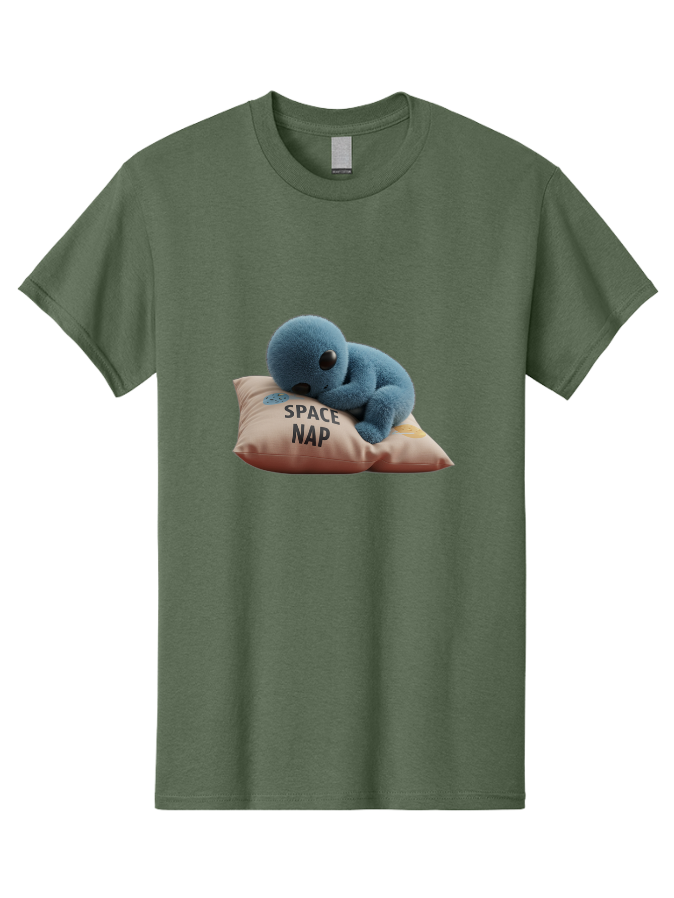 Space-Nap-4 Men'S Graphic Tee, 100% Cotton, Comfortable Casual Summer Wear, Machine Washable, Stuffed Alien, Space Nap, Sleeping On Pillow, Cute Plush Toy, Funny Meme, Cartoon Character, Adorable Creature, Resting In Space, Soft And Cuddly, Bad669