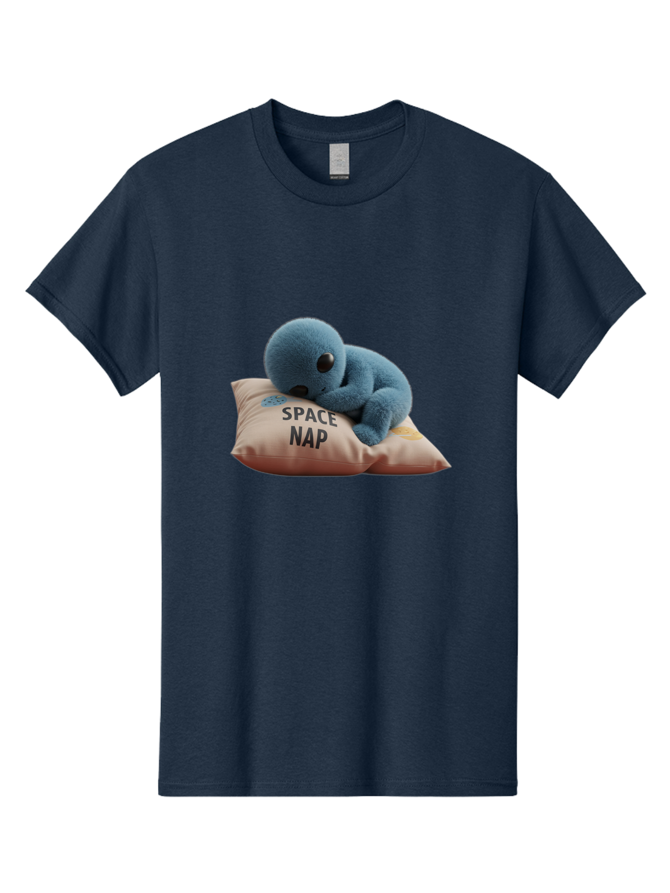 Space-Nap-4 Men'S Graphic Tee, 100% Cotton, Comfortable Casual Summer Wear, Machine Washable, Stuffed Alien, Space Nap, Sleeping On Pillow, Cute Plush Toy, Funny Meme, Cartoon Character, Adorable Creature, Resting In Space, Soft And Cuddly, Bad669