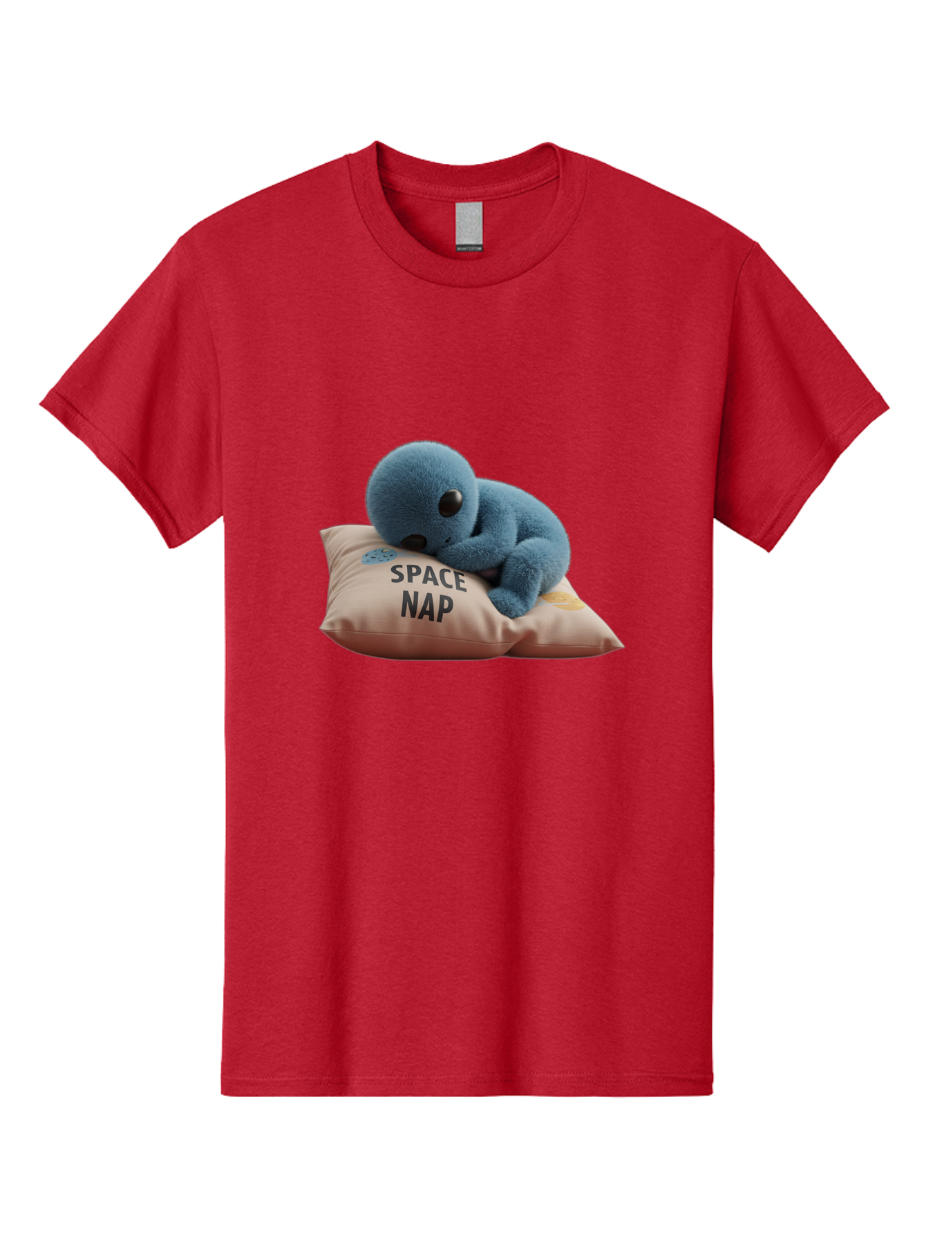 Space-Nap-4 Men'S Graphic Tee, 100% Cotton, Comfortable Casual Summer Wear, Machine Washable, Stuffed Alien, Space Nap, Sleeping On Pillow, Cute Plush Toy, Funny Meme, Cartoon Character, Adorable Creature, Resting In Space, Soft And Cuddly, Bad669