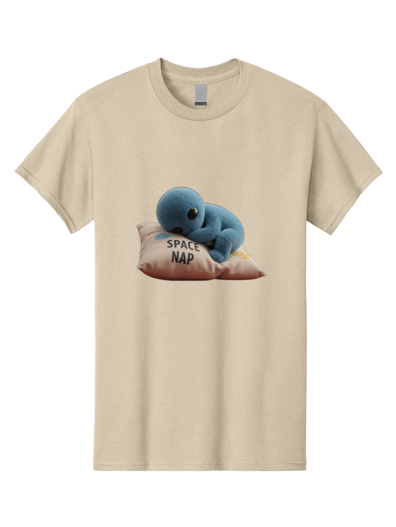 Space-Nap-4 Men'S Graphic Tee, 100% Cotton, Comfortable Casual Summer Wear, Machine Washable, Stuffed Alien, Space Nap, Sleeping On Pillow, Cute Plush Toy, Funny Meme, Cartoon Character, Adorable Creature, Resting In Space, Soft And Cuddly, Bad669