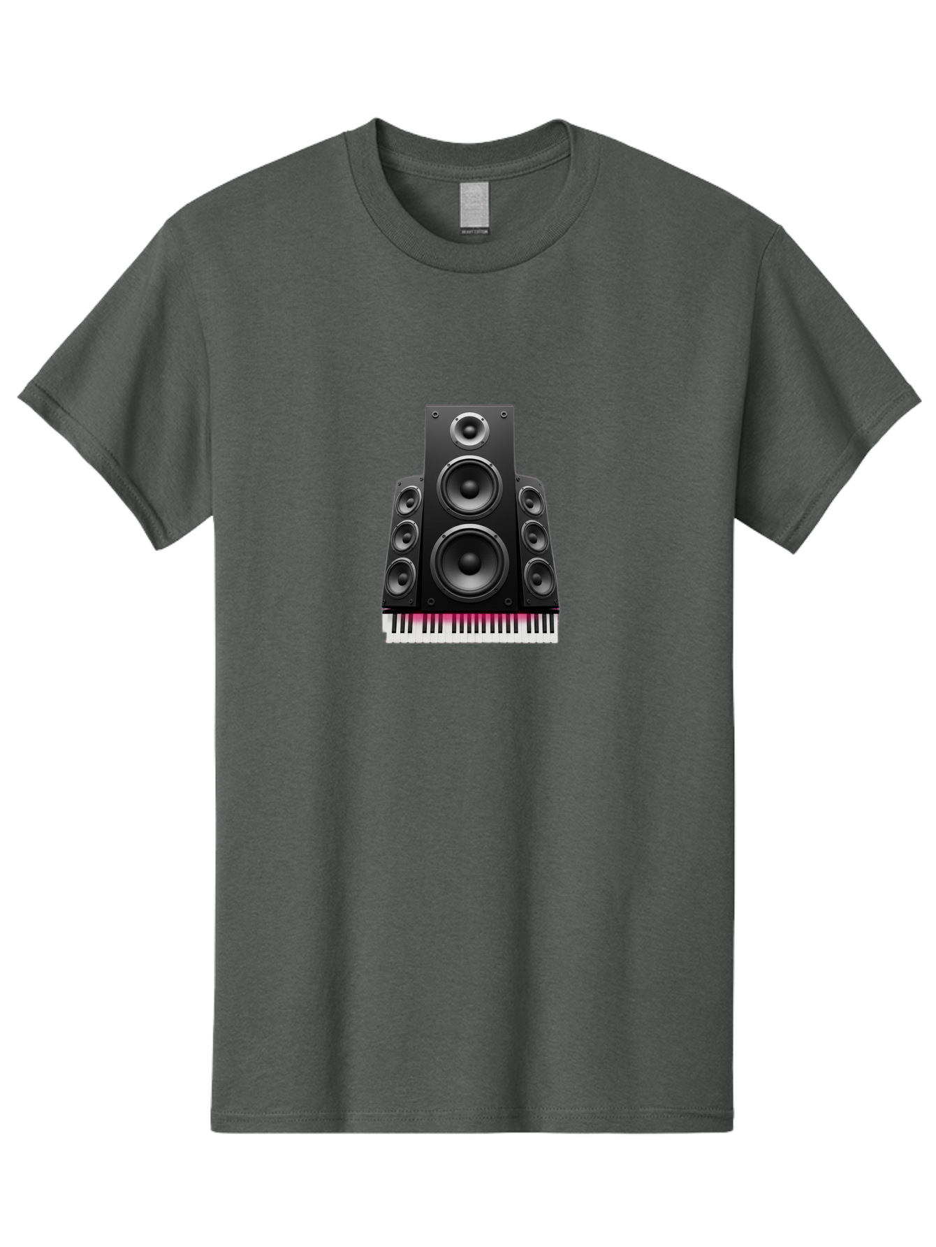 Speakers-And-Piano-Keys Men'S Graphic Tee, 100% Cotton, Comfortable Casual Summer Wear, Machine Washable, Speaker System, Audio Equipment, Sound Technology, Music Production, Home Theater, Sound Waves, Music Keys, Piano Keyboard, Bad677