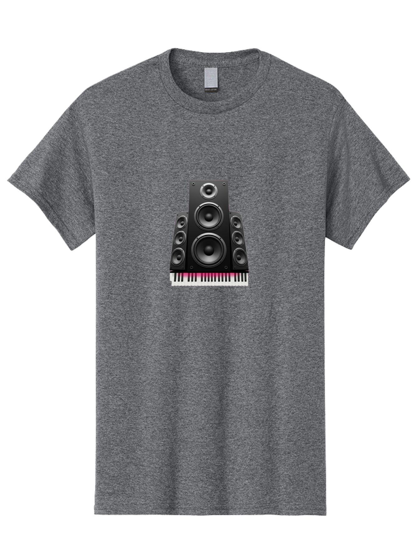 Speakers-And-Piano-Keys Men'S Graphic Tee, 100% Cotton, Comfortable Casual Summer Wear, Machine Washable, Speaker System, Audio Equipment, Sound Technology, Music Production, Home Theater, Sound Waves, Music Keys, Piano Keyboard, Bad677
