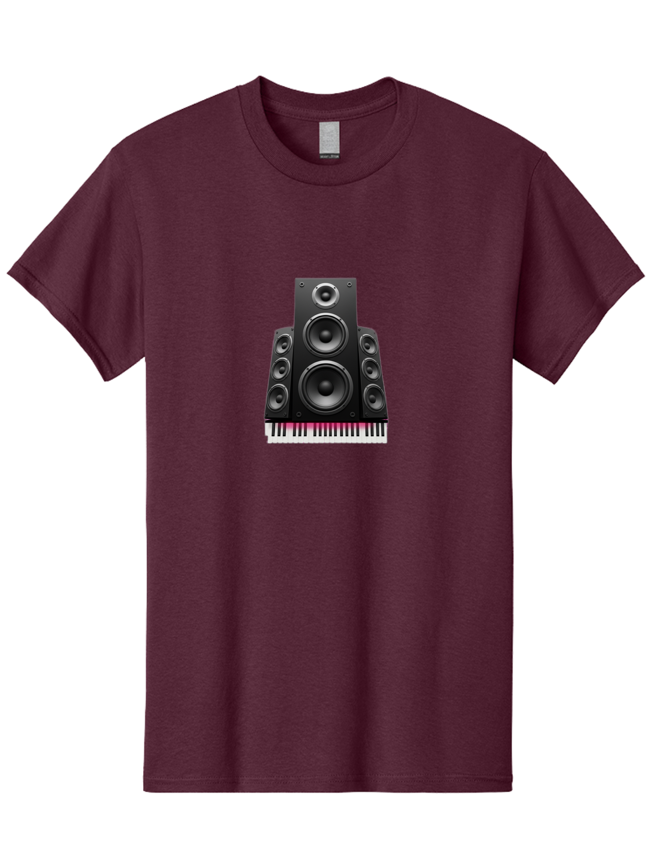 Speakers-And-Piano-Keys Men'S Graphic Tee, 100% Cotton, Comfortable Casual Summer Wear, Machine Washable, Speaker System, Audio Equipment, Sound Technology, Music Production, Home Theater, Sound Waves, Music Keys, Piano Keyboard, Bad677