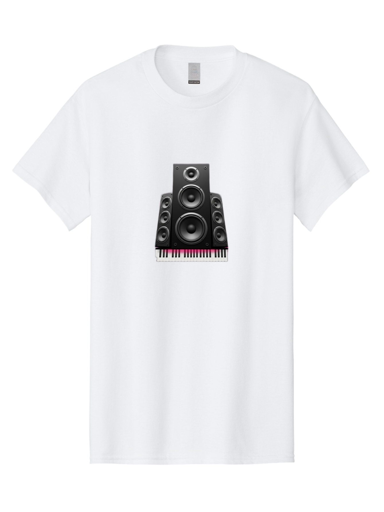 Speakers-And-Piano-Keys Men'S Graphic Tee, 100% Cotton, Comfortable Casual Summer Wear, Machine Washable, Speaker System, Audio Equipment, Sound Technology, Music Production, Home Theater, Sound Waves, Music Keys, Piano Keyboard, Bad677