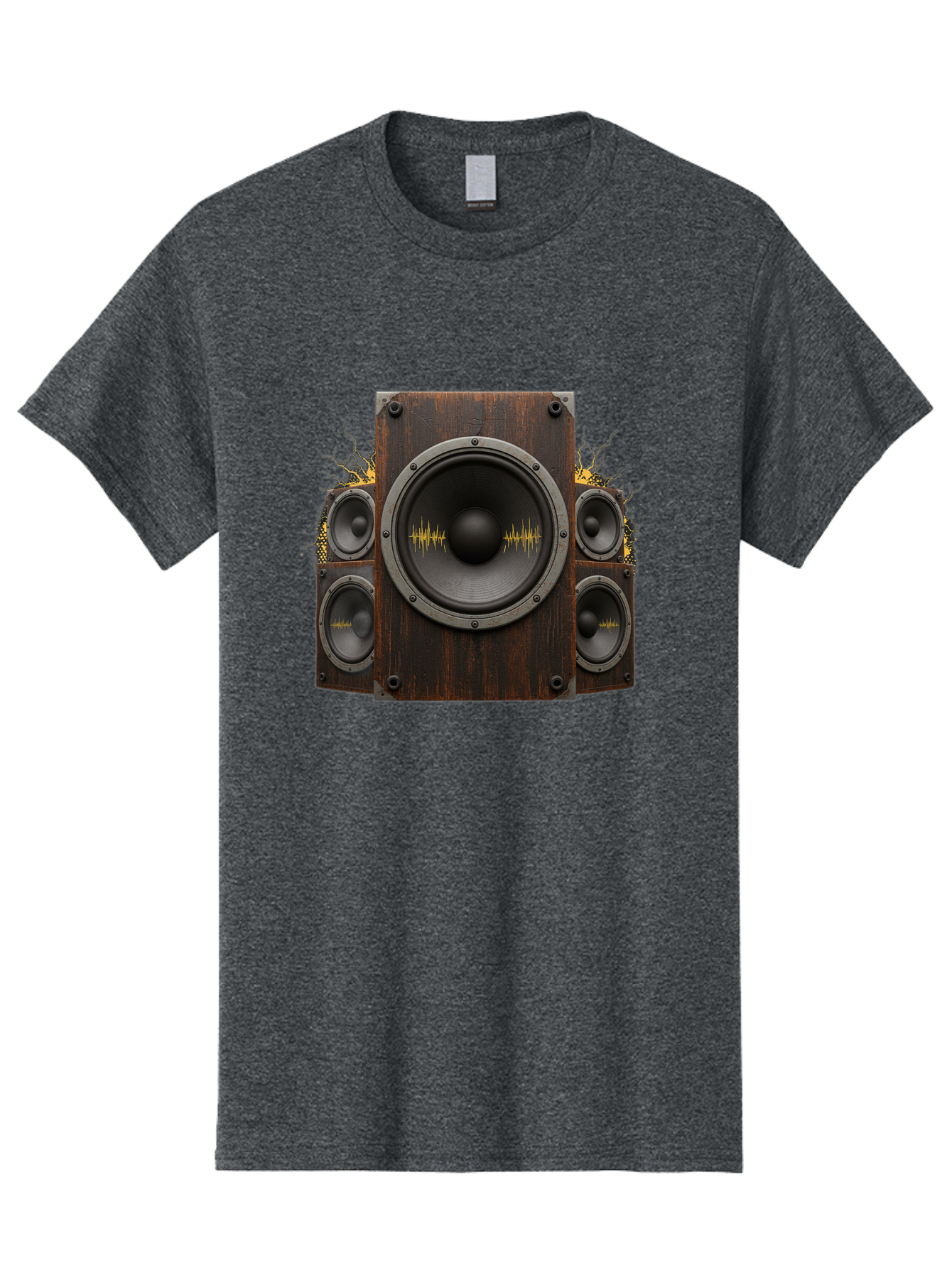 Speakers-With-Soundwaves Men'S Graphic Tee, 100% Cotton, Comfortable Casual Summer Wear, Machine Washable, Wooden Speakers, Sound Waves, Audio Equipment, Music Technology, Sound System, Vibrant Sound, Dynamic Audio Bad679