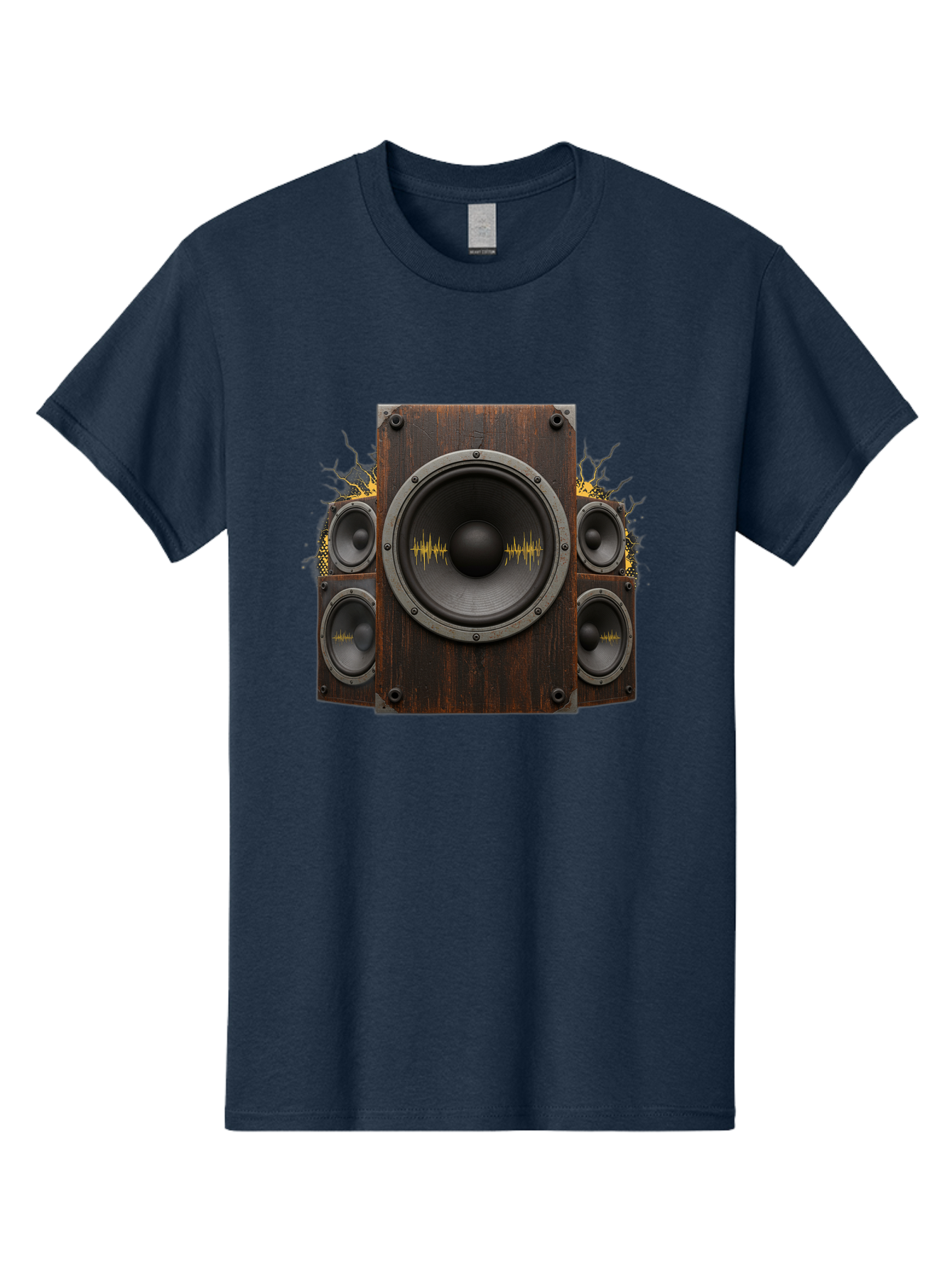 Speakers-With-Soundwaves Men'S Graphic Tee, 100% Cotton, Comfortable Casual Summer Wear, Machine Washable, Wooden Speakers, Sound Waves, Audio Equipment, Music Technology, Sound System, Vibrant Sound, Dynamic Audio Bad679