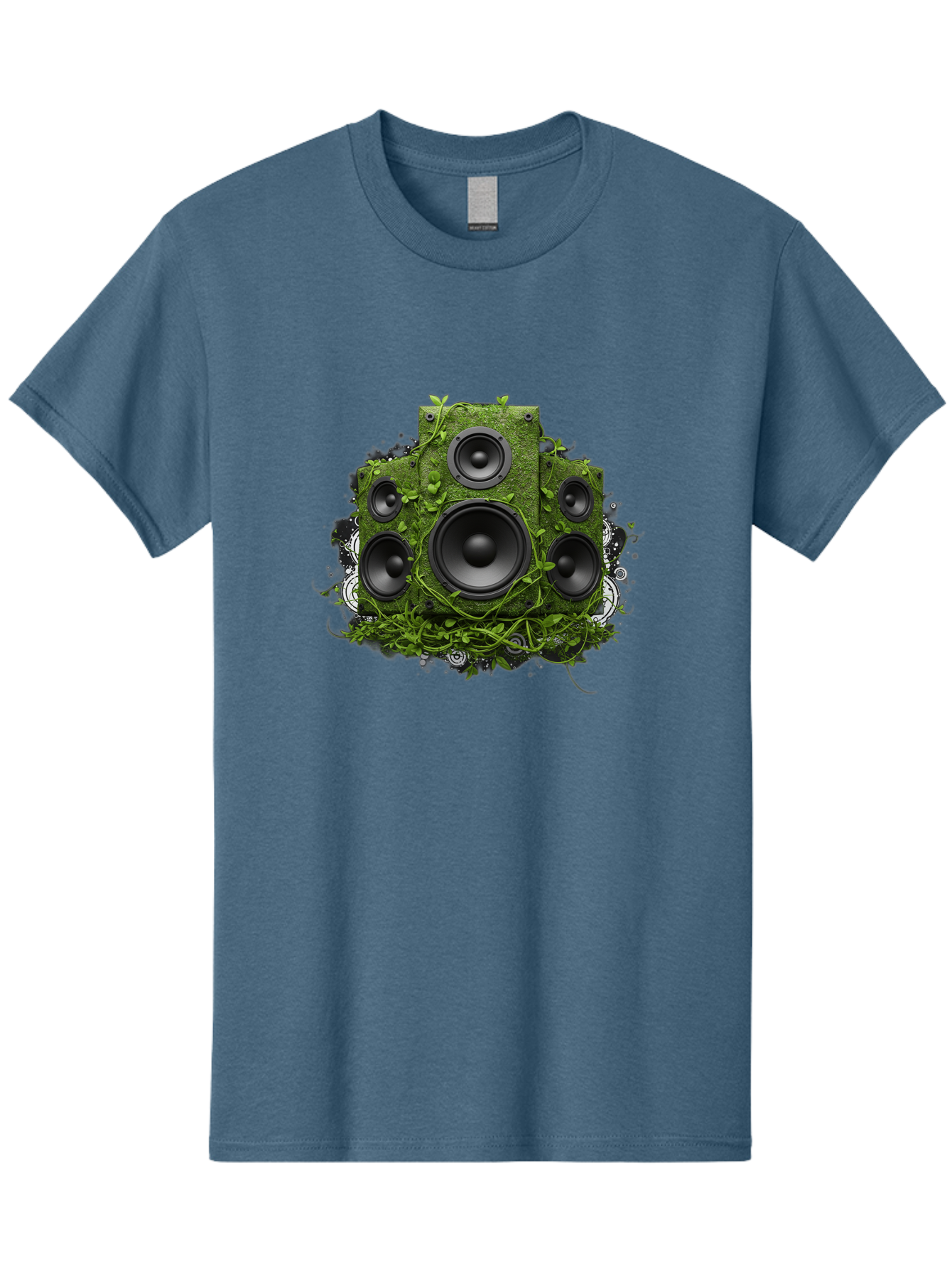 Speakers Men'S Graphic Tee, 100% Cotton, Comfortable Casual Summer Wear, Machine Washable, Grunge Sound System, Vintage Speaker, Overgrown With Vines, Eco-Friendly Audio, Retro Tech, Wild Outdoor Sound, Abstract Art Bad680