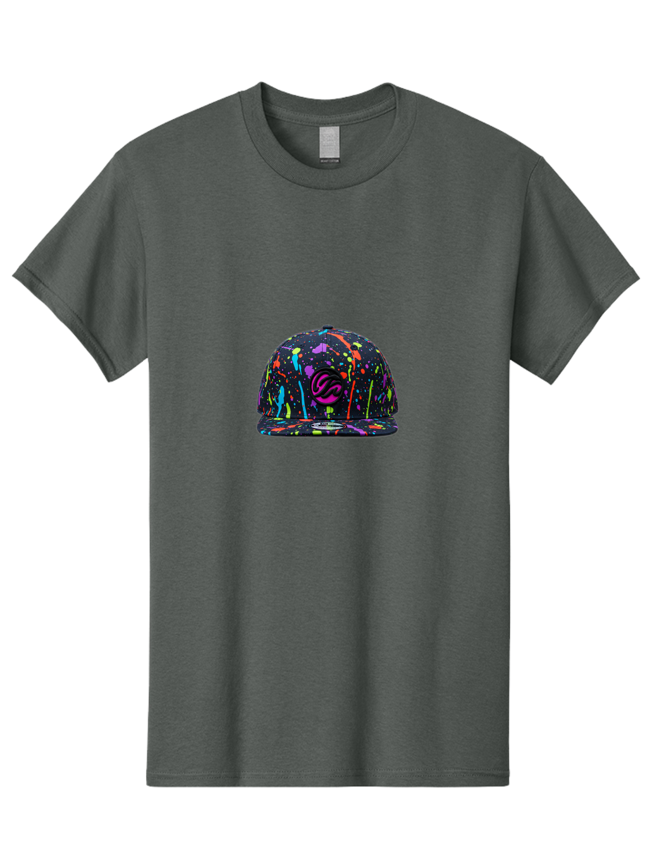 Splatter-Baseball-Cap Men'S Graphic Tee, 100% Cotton, Comfortable Casual Summer Wear, Machine Washable, Streetwear Cap, Snapback Hat, Vibrant Paint Splatters, Multicolored Design, Trendy Fashion Accessory, Urban Style, Bold Graphics, Bad683