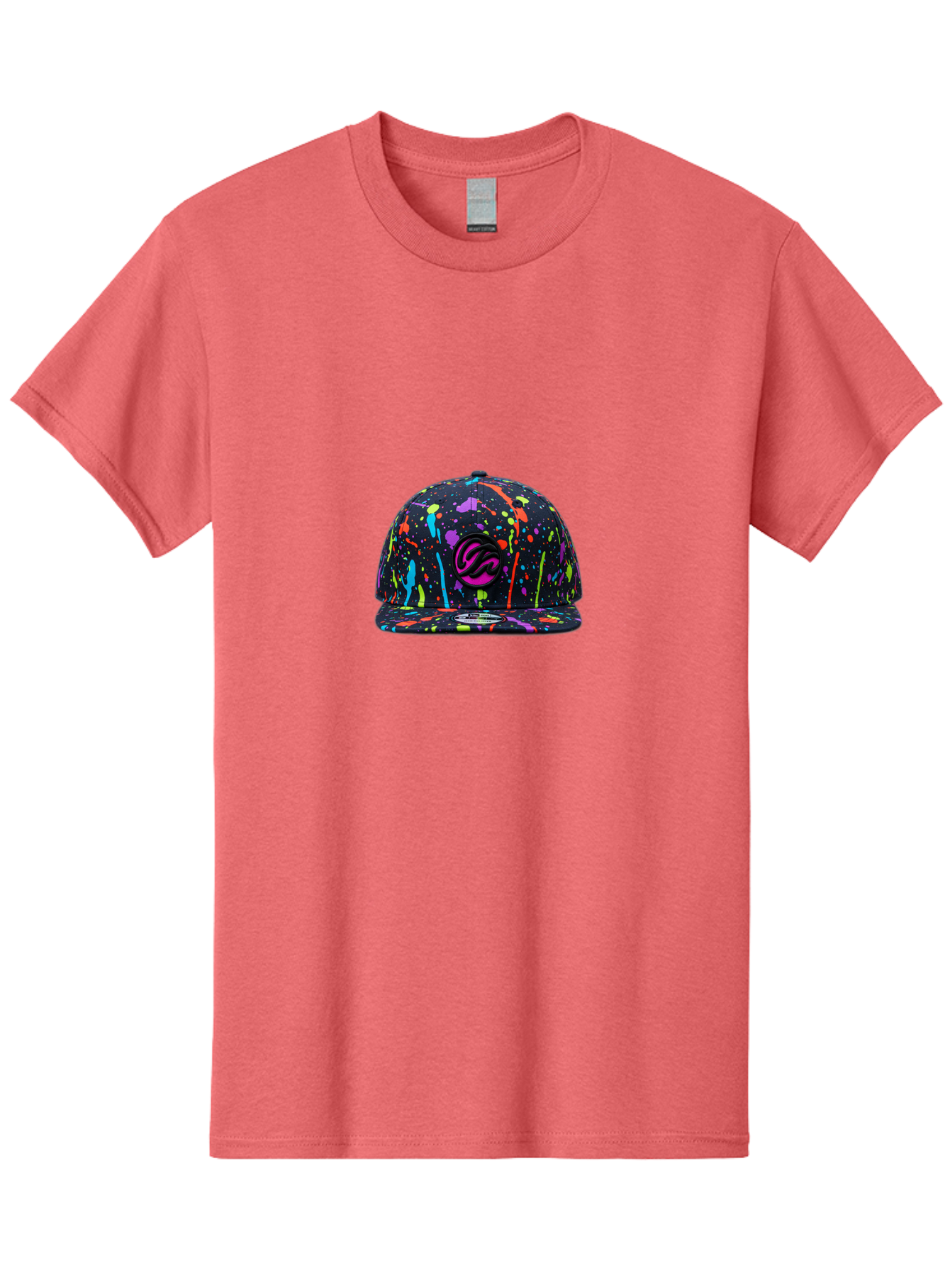 Splatter-Baseball-Cap Men'S Graphic Tee, 100% Cotton, Comfortable Casual Summer Wear, Machine Washable, Streetwear Cap, Snapback Hat, Vibrant Paint Splatters, Multicolored Design, Trendy Fashion Accessory, Urban Style, Bold Graphics, Bad683