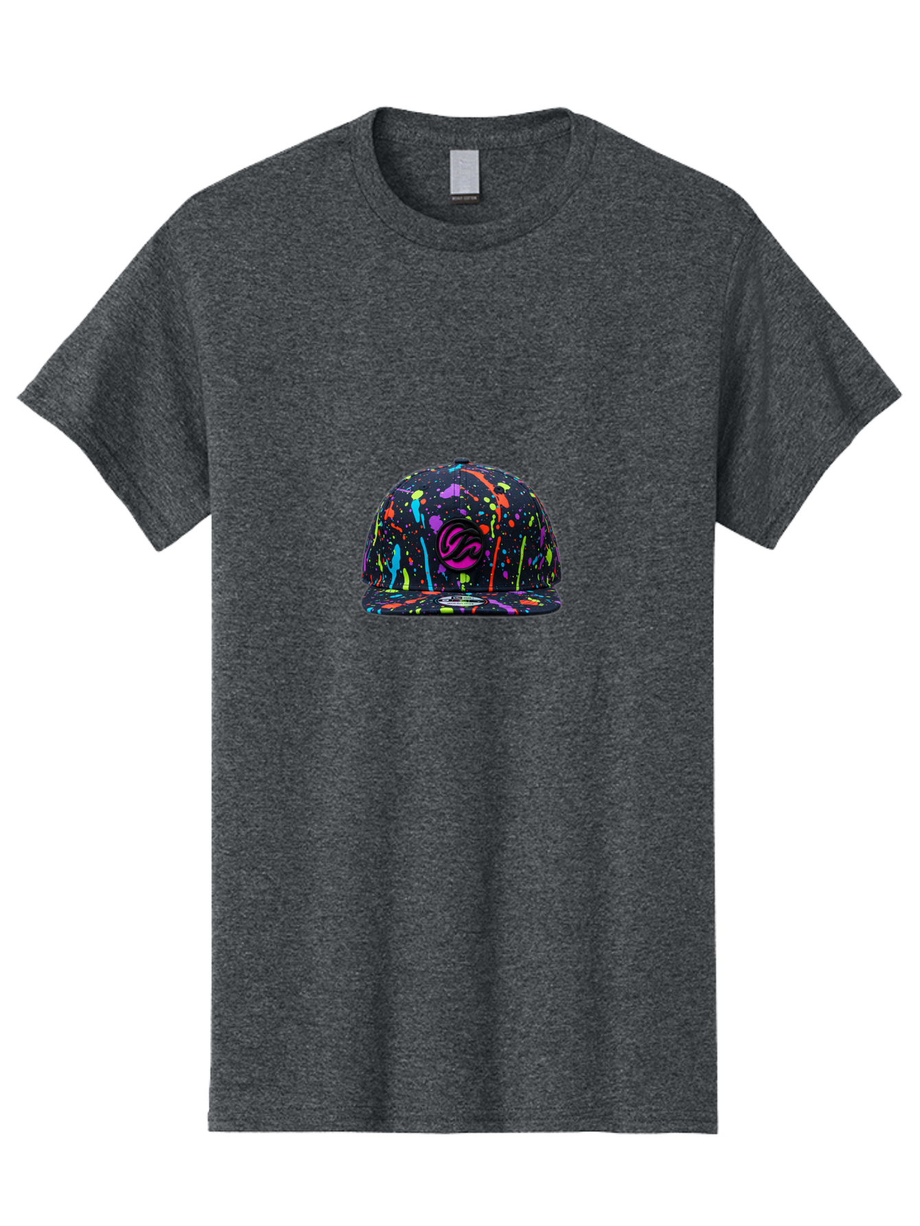 Splatter-Baseball-Cap Men'S Graphic Tee, 100% Cotton, Comfortable Casual Summer Wear, Machine Washable, Streetwear Cap, Snapback Hat, Vibrant Paint Splatters, Multicolored Design, Trendy Fashion Accessory, Urban Style, Bold Graphics, Bad683
