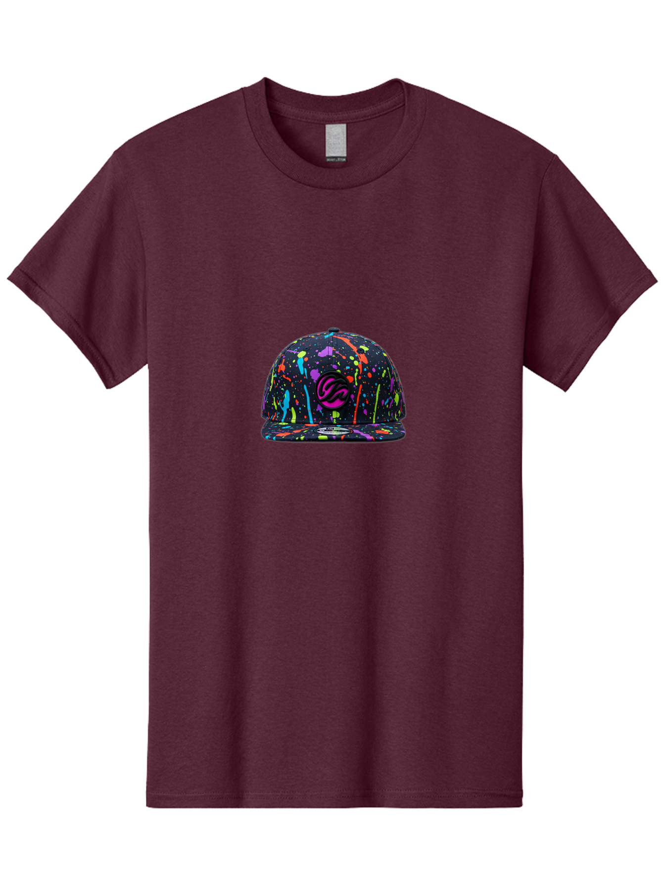 Splatter-Baseball-Cap Men'S Graphic Tee, 100% Cotton, Comfortable Casual Summer Wear, Machine Washable, Streetwear Cap, Snapback Hat, Vibrant Paint Splatters, Multicolored Design, Trendy Fashion Accessory, Urban Style, Bold Graphics, Bad683