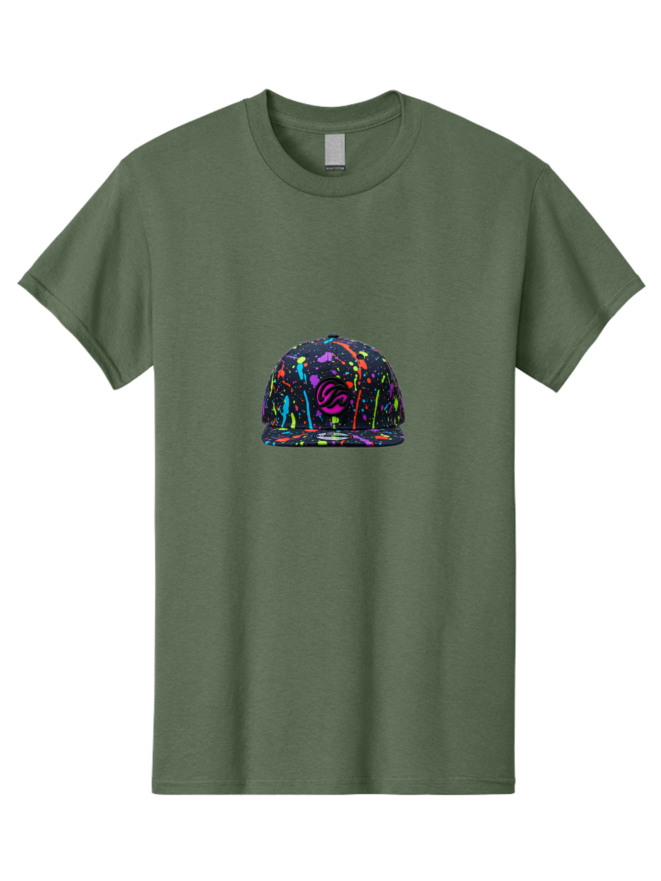 Splatter-Baseball-Cap Men'S Graphic Tee, 100% Cotton, Comfortable Casual Summer Wear, Machine Washable, Streetwear Cap, Snapback Hat, Vibrant Paint Splatters, Multicolored Design, Trendy Fashion Accessory, Urban Style, Bold Graphics, Bad683