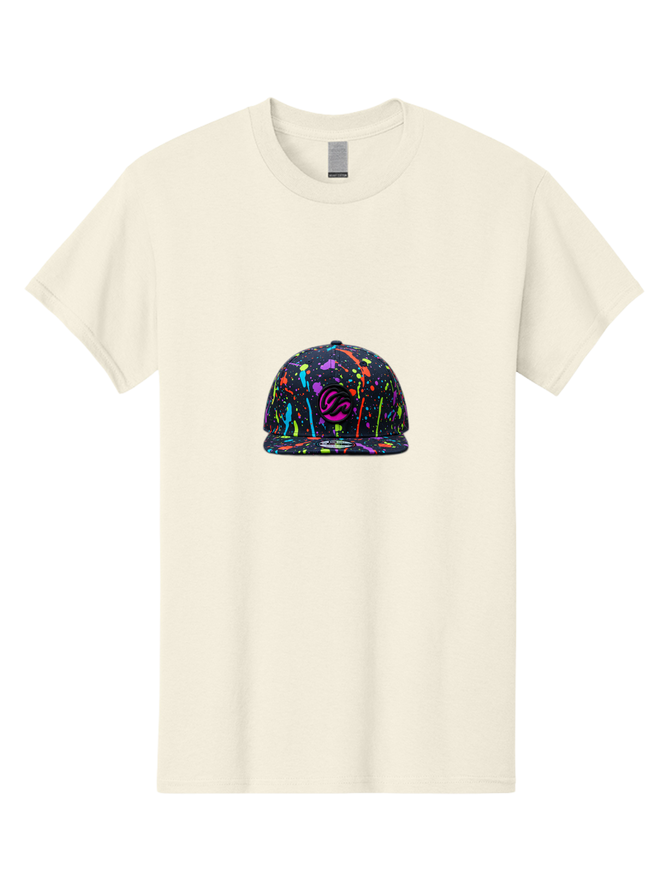 Splatter-Baseball-Cap Men'S Graphic Tee, 100% Cotton, Comfortable Casual Summer Wear, Machine Washable, Streetwear Cap, Snapback Hat, Vibrant Paint Splatters, Multicolored Design, Trendy Fashion Accessory, Urban Style, Bold Graphics, Bad683