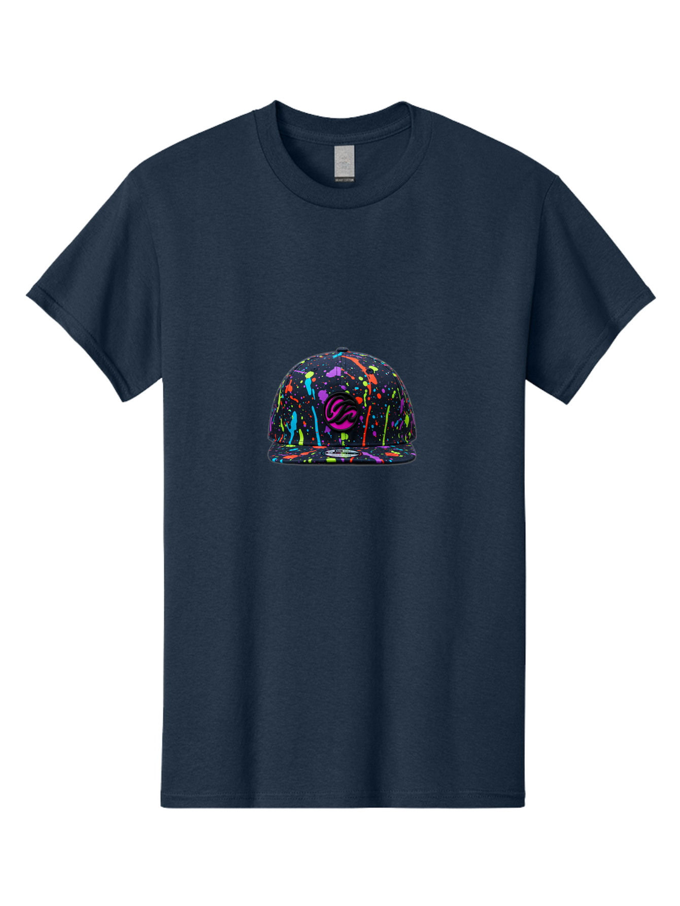 Splatter-Baseball-Cap Men'S Graphic Tee, 100% Cotton, Comfortable Casual Summer Wear, Machine Washable, Streetwear Cap, Snapback Hat, Vibrant Paint Splatters, Multicolored Design, Trendy Fashion Accessory, Urban Style, Bold Graphics, Bad683