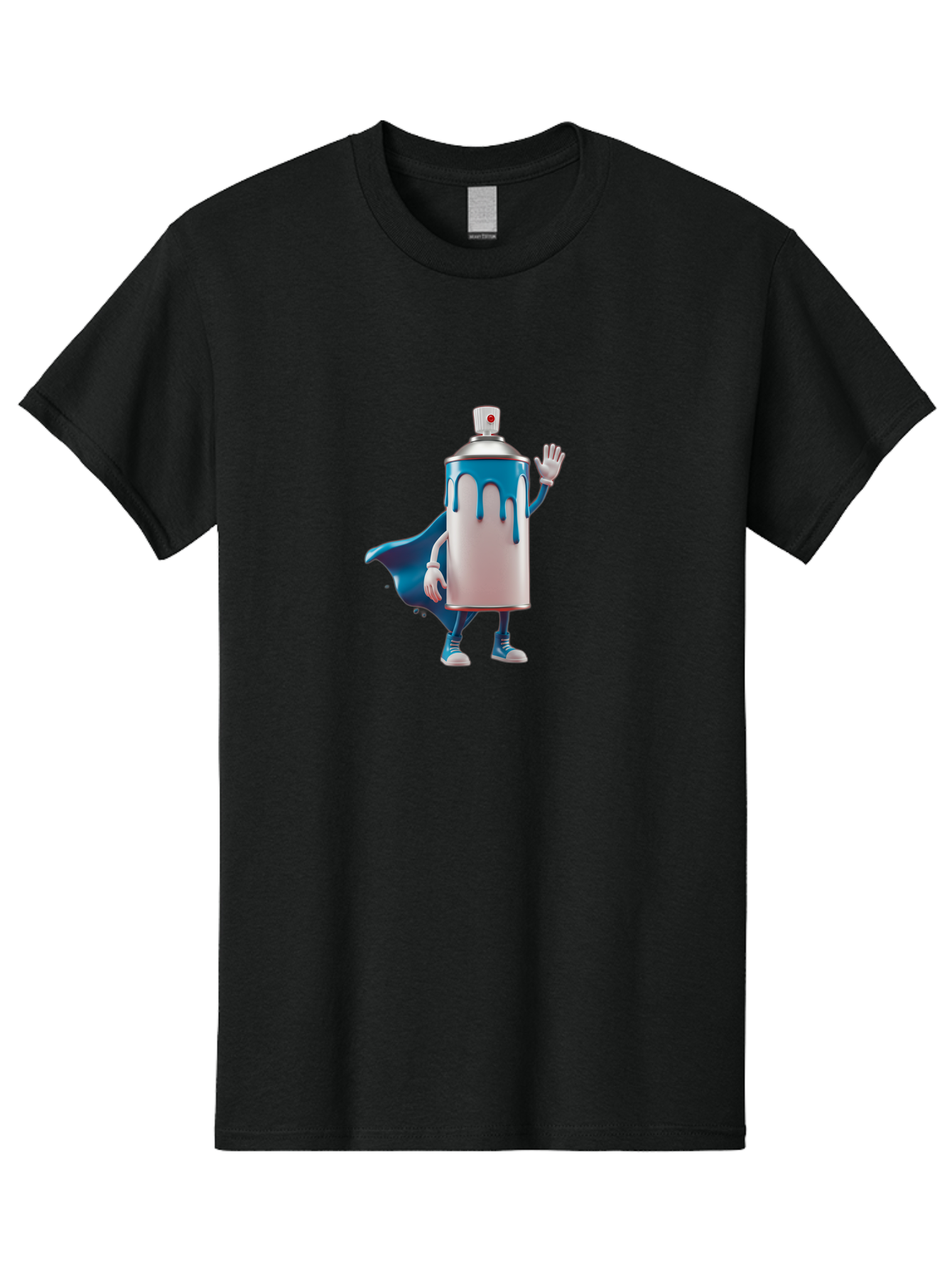 Spray-Can-1 Men'S Graphic Tee, 100% Cotton, Comfortable Casual Summer Wear, Machine Washable, Spray Can Character, Cartoon Style, Street Art, Graffiti, Superhero, Blue Paint, Creative Design, Artistic Expression, Urban Culture, Vibrant Colors, Bad684