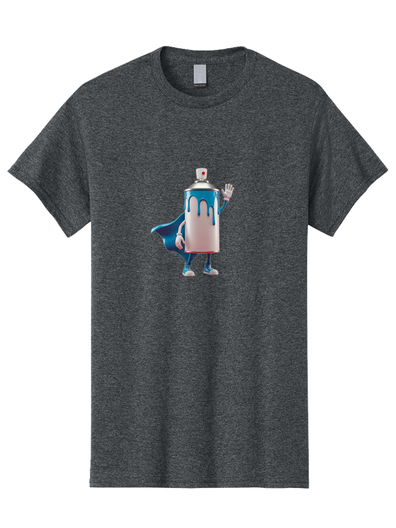 Spray-Can-1 Men'S Graphic Tee, 100% Cotton, Comfortable Casual Summer Wear, Machine Washable, Spray Can Character, Cartoon Style, Street Art, Graffiti, Superhero, Blue Paint, Creative Design, Artistic Expression, Urban Culture, Vibrant Colors, Bad684