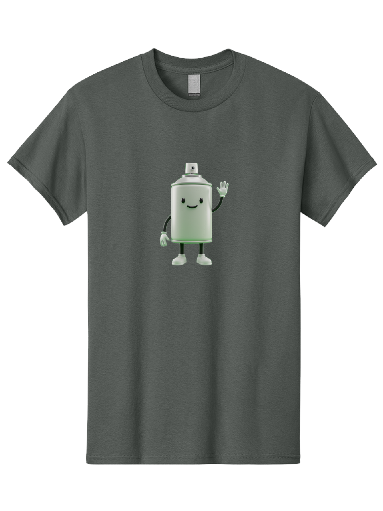 Spray-Can-Character-1 Men'S Graphic Tee, 100% Cotton, Comfortable Casual Summer Wear, Machine Washable, Cartoon Spray Can, Smiling Face, Waving Hand, White Gloves, Black Arms And Legs, Friendly Vibe, Animated Can, Humorous Character, Bad686