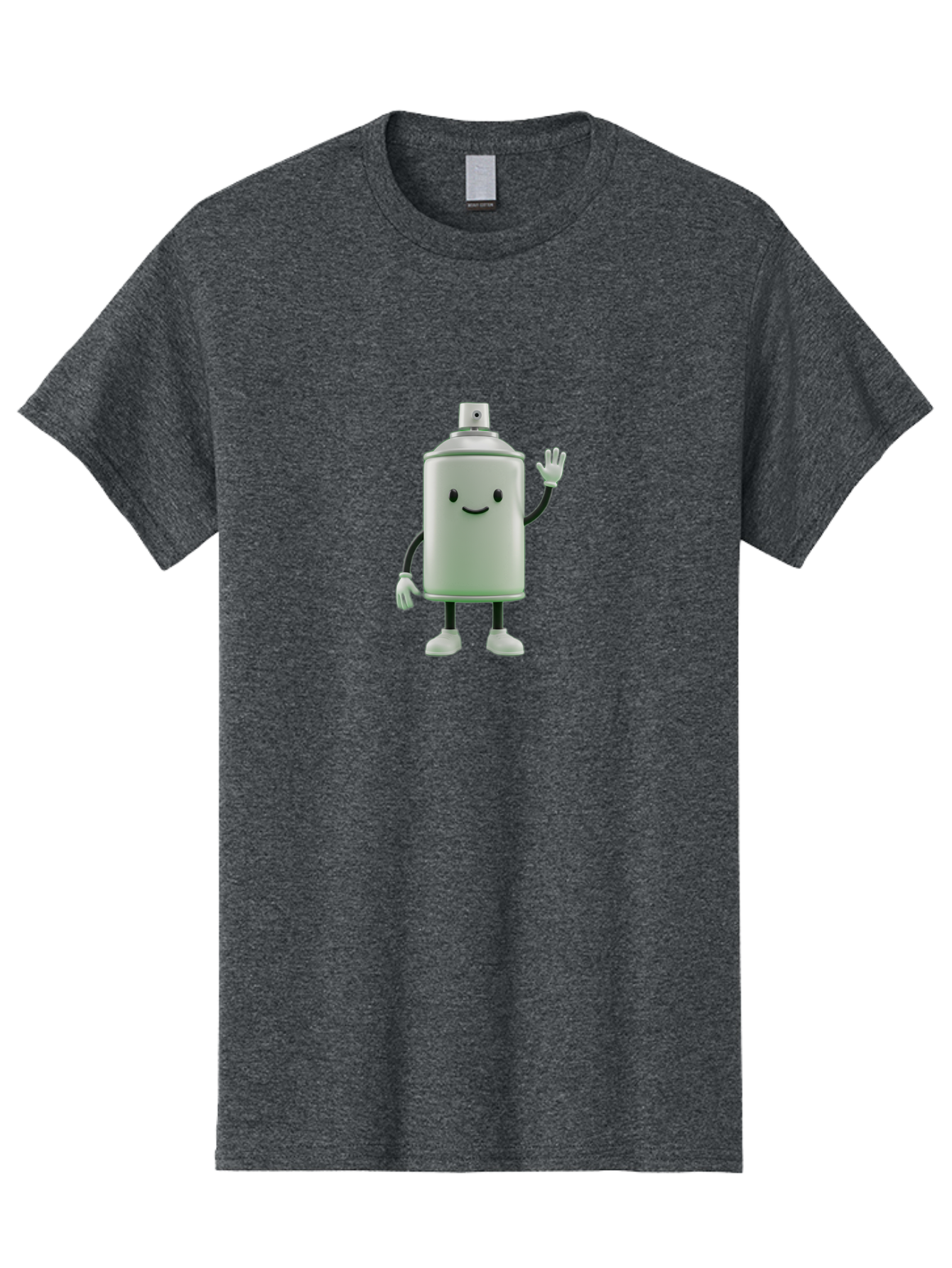 Spray-Can-Character-1 Men'S Graphic Tee, 100% Cotton, Comfortable Casual Summer Wear, Machine Washable, Cartoon Spray Can, Smiling Face, Waving Hand, White Gloves, Black Arms And Legs, Friendly Vibe, Animated Can, Humorous Character, Bad686