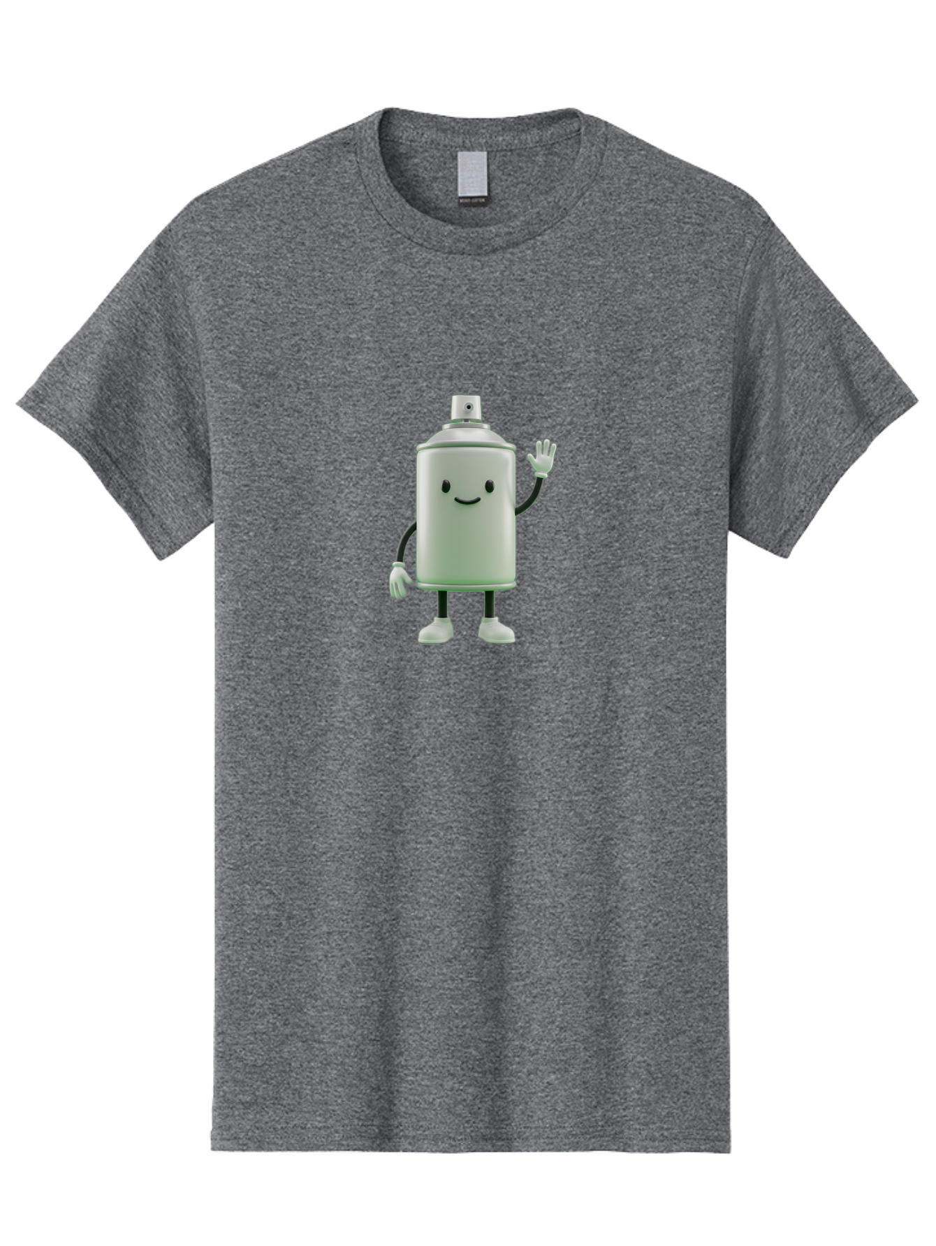 Spray-Can-Character-1 Men'S Graphic Tee, 100% Cotton, Comfortable Casual Summer Wear, Machine Washable, Cartoon Spray Can, Smiling Face, Waving Hand, White Gloves, Black Arms And Legs, Friendly Vibe, Animated Can, Humorous Character, Bad686