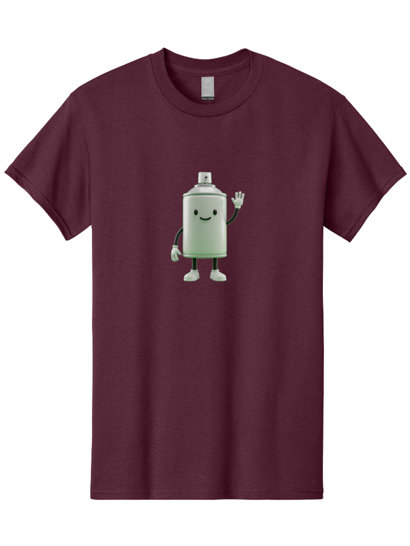 Spray-Can-Character-1 Men'S Graphic Tee, 100% Cotton, Comfortable Casual Summer Wear, Machine Washable, Cartoon Spray Can, Smiling Face, Waving Hand, White Gloves, Black Arms And Legs, Friendly Vibe, Animated Can, Humorous Character, Bad686
