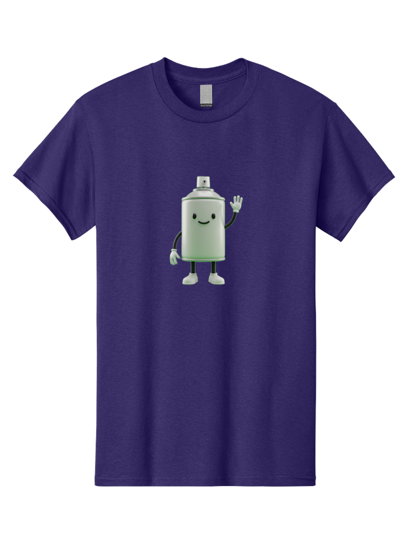 Spray-Can-Character-1 Men'S Graphic Tee, 100% Cotton, Comfortable Casual Summer Wear, Machine Washable, Cartoon Spray Can, Smiling Face, Waving Hand, White Gloves, Black Arms And Legs, Friendly Vibe, Animated Can, Humorous Character, Bad686