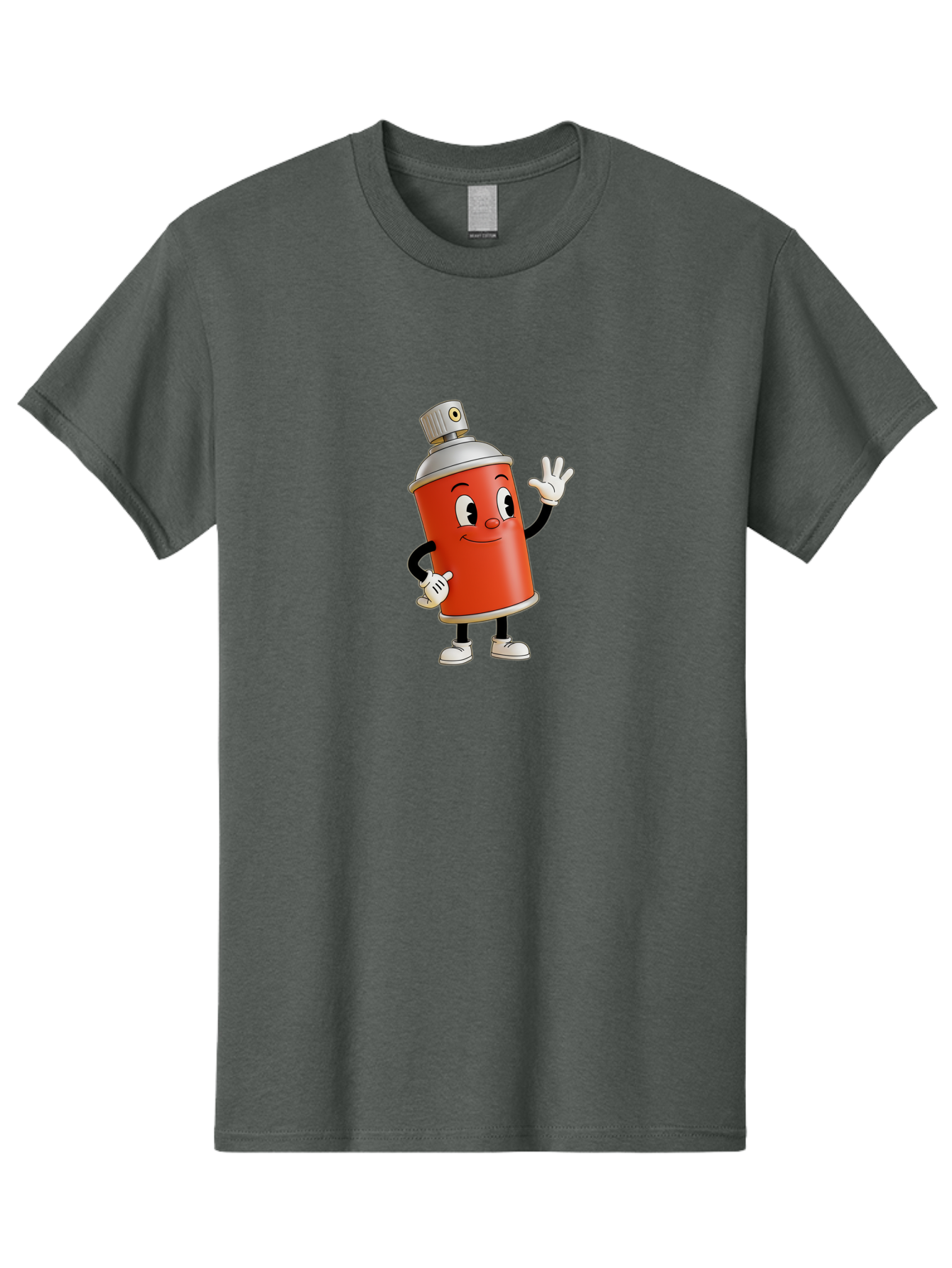 Spray-Can-Character Men'S Graphic Tee, 100% Cotton, Comfortable Casual Summer Wear, Machine Washable, Spray Can Mascot, Cartoon Character, Street Art, Graffiti Can, Friendly Vibe, Positive Gesture, Urban Art Supplies, Creative Expression Bad688