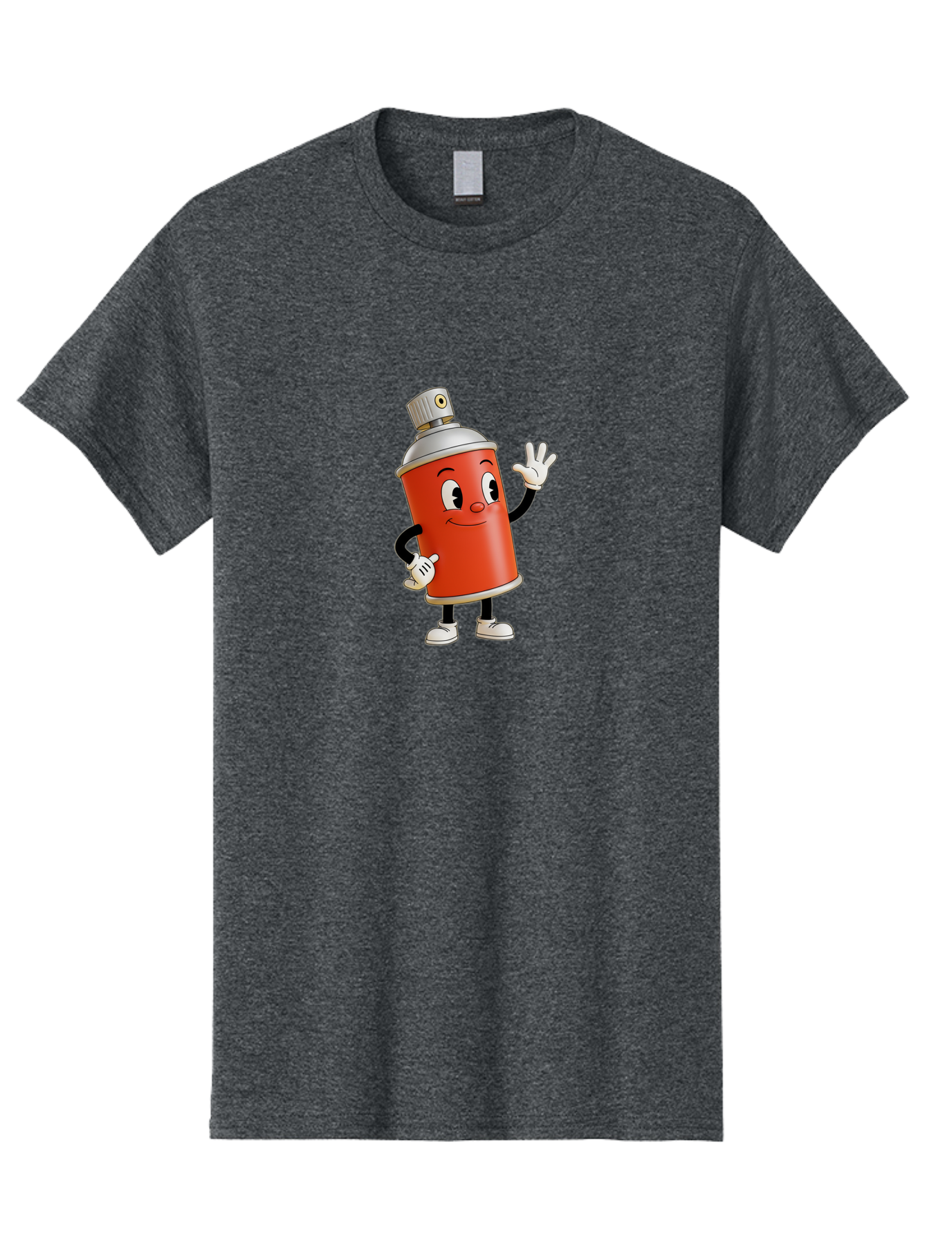 Spray-Can-Character Men'S Graphic Tee, 100% Cotton, Comfortable Casual Summer Wear, Machine Washable, Spray Can Mascot, Cartoon Character, Street Art, Graffiti Can, Friendly Vibe, Positive Gesture, Urban Art Supplies, Creative Expression Bad688