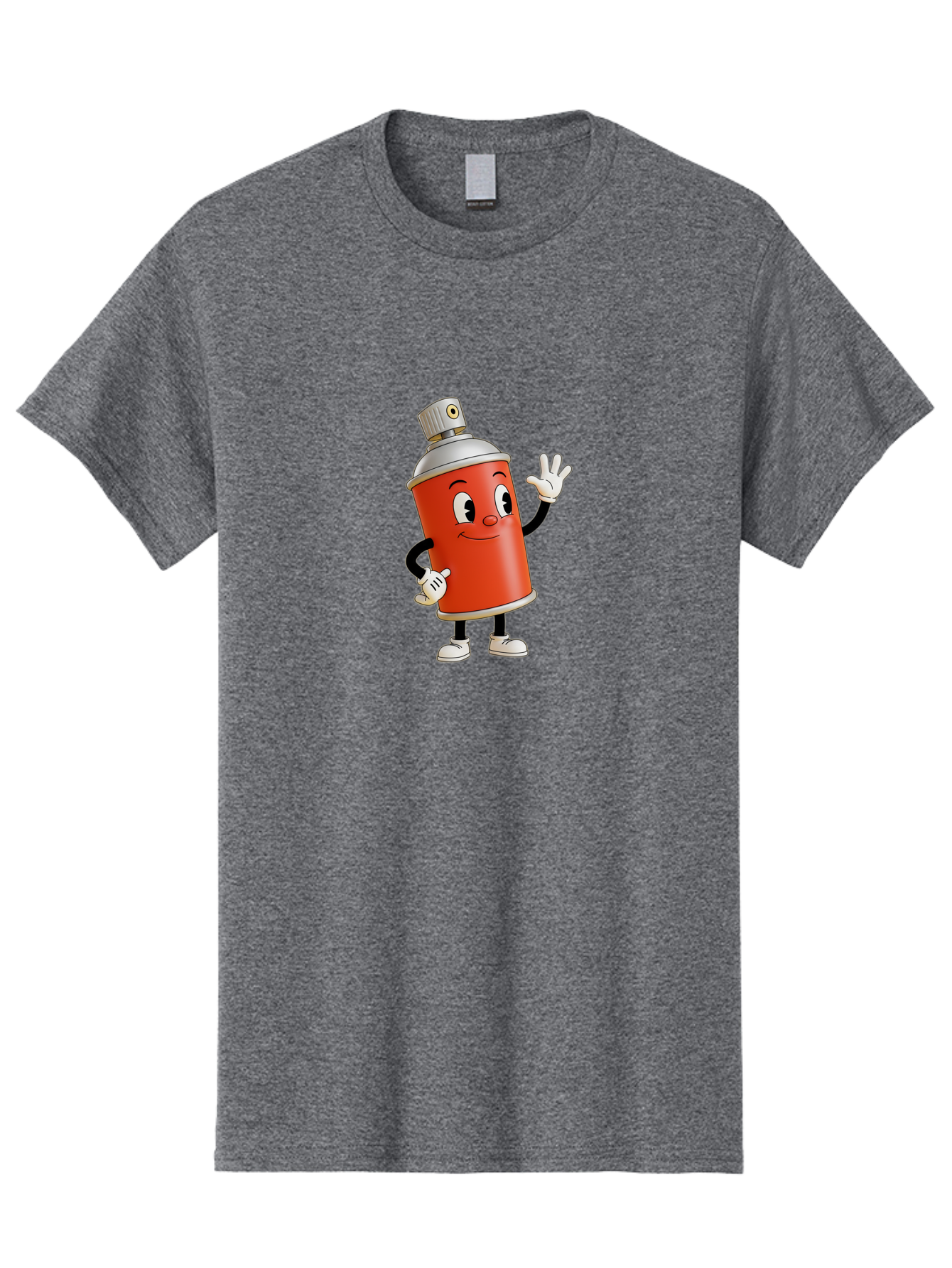 Spray-Can-Character Men'S Graphic Tee, 100% Cotton, Comfortable Casual Summer Wear, Machine Washable, Spray Can Mascot, Cartoon Character, Street Art, Graffiti Can, Friendly Vibe, Positive Gesture, Urban Art Supplies, Creative Expression Bad688