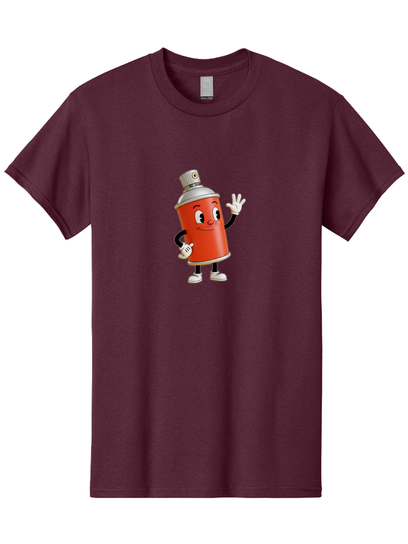 Spray-Can-Character Men'S Graphic Tee, 100% Cotton, Comfortable Casual Summer Wear, Machine Washable, Spray Can Mascot, Cartoon Character, Street Art, Graffiti Can, Friendly Vibe, Positive Gesture, Urban Art Supplies, Creative Expression Bad688
