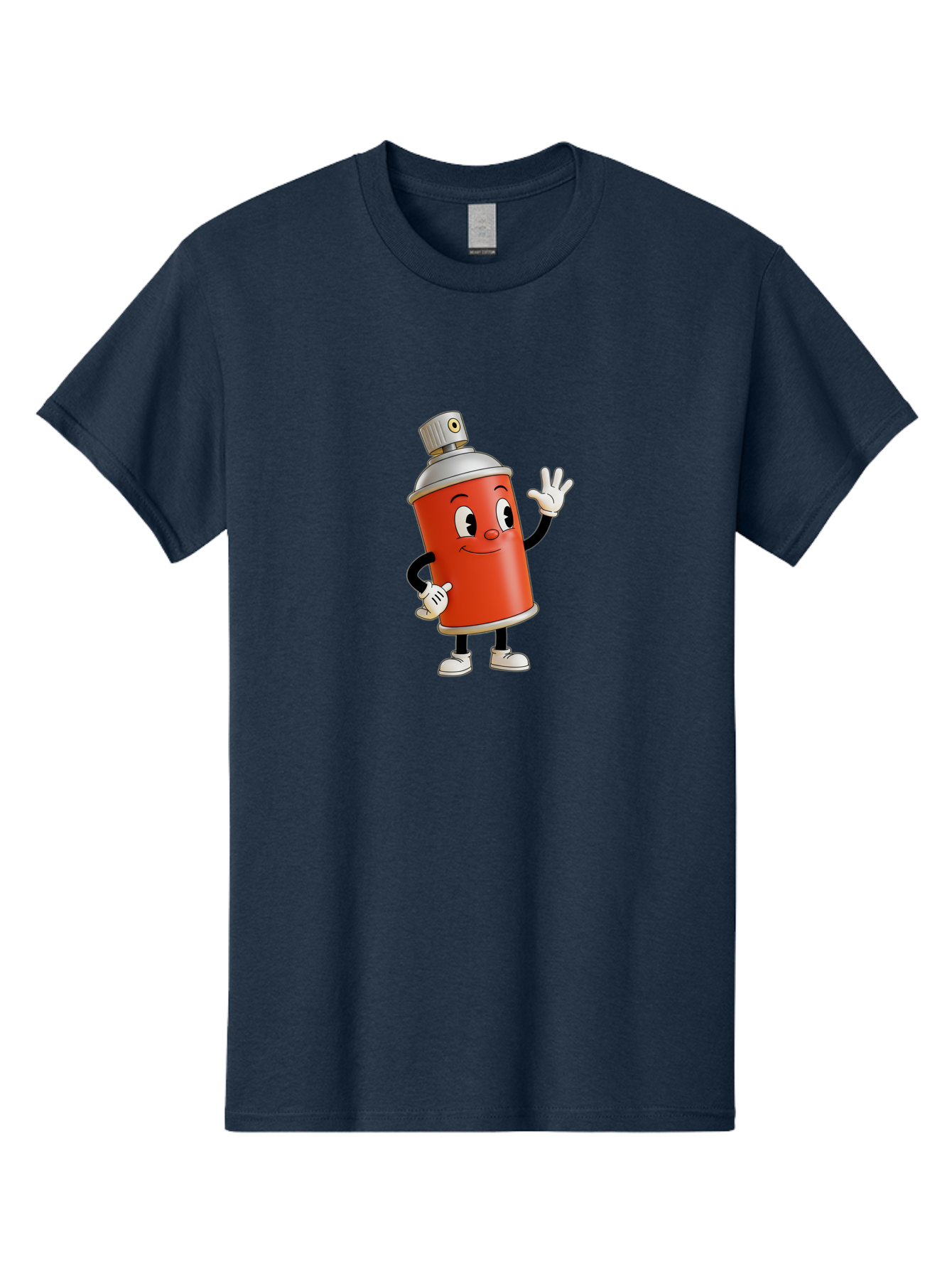 Spray-Can-Character Men'S Graphic Tee, 100% Cotton, Comfortable Casual Summer Wear, Machine Washable, Spray Can Mascot, Cartoon Character, Street Art, Graffiti Can, Friendly Vibe, Positive Gesture, Urban Art Supplies, Creative Expression Bad688