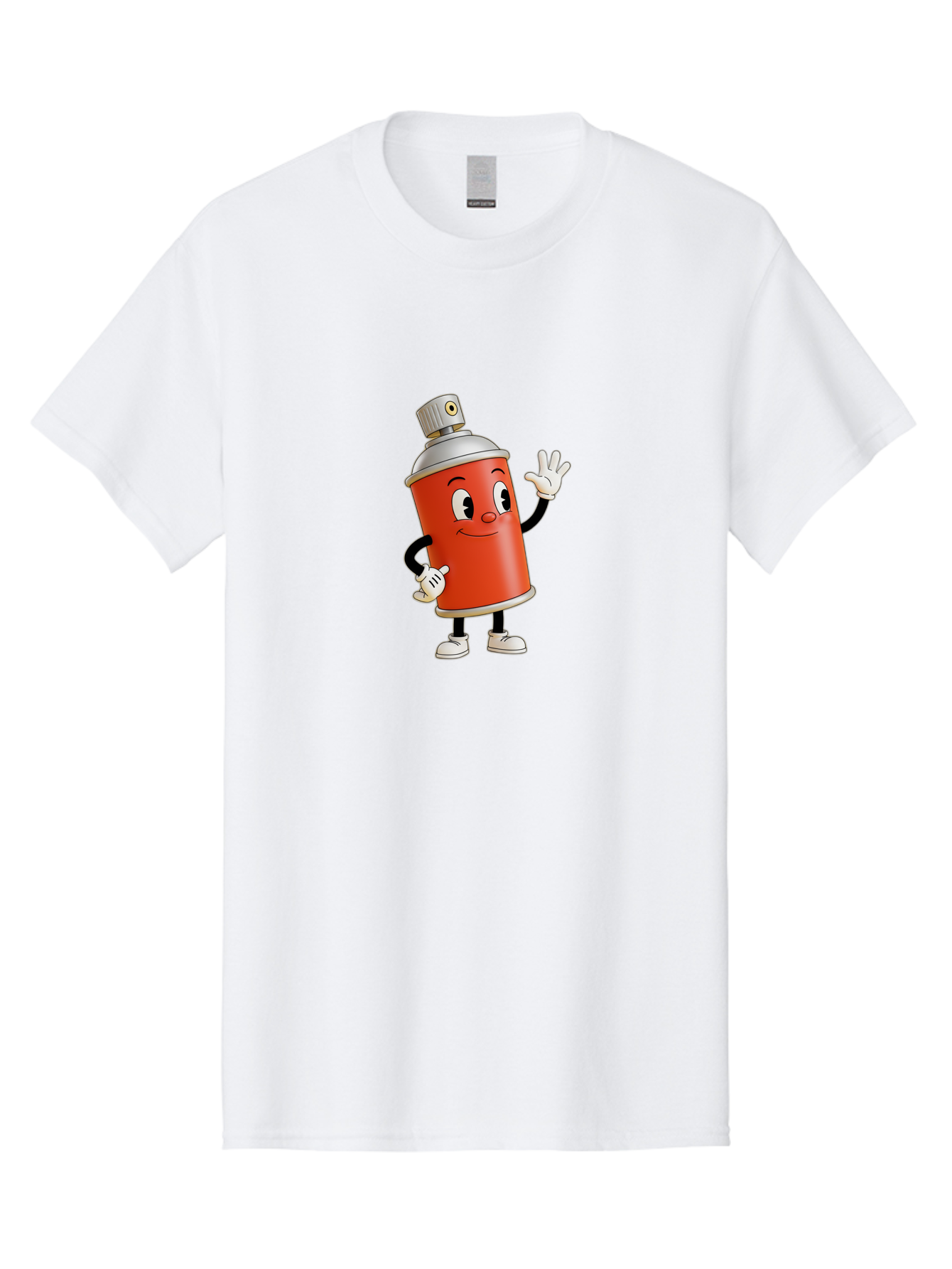 Spray-Can-Character Men'S Graphic Tee, 100% Cotton, Comfortable Casual Summer Wear, Machine Washable, Spray Can Mascot, Cartoon Character, Street Art, Graffiti Can, Friendly Vibe, Positive Gesture, Urban Art Supplies, Creative Expression Bad688