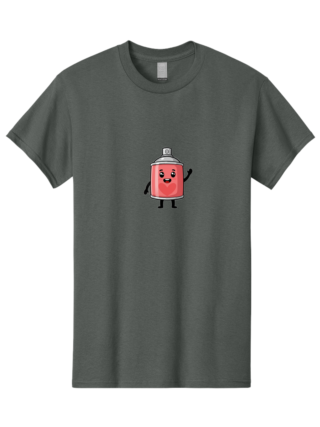 Spray-Can-With-Heart Men'S Graphic Tee, 100% Cotton, Comfortable Casual Summer Wear, Machine Washable, Pink Spray Can, Cartoon Character, Smiling Face, Heart Symbol, Graffiti Art, Street Art, Urban Culture, Artistic Expression, Happy Vibe, Bad690