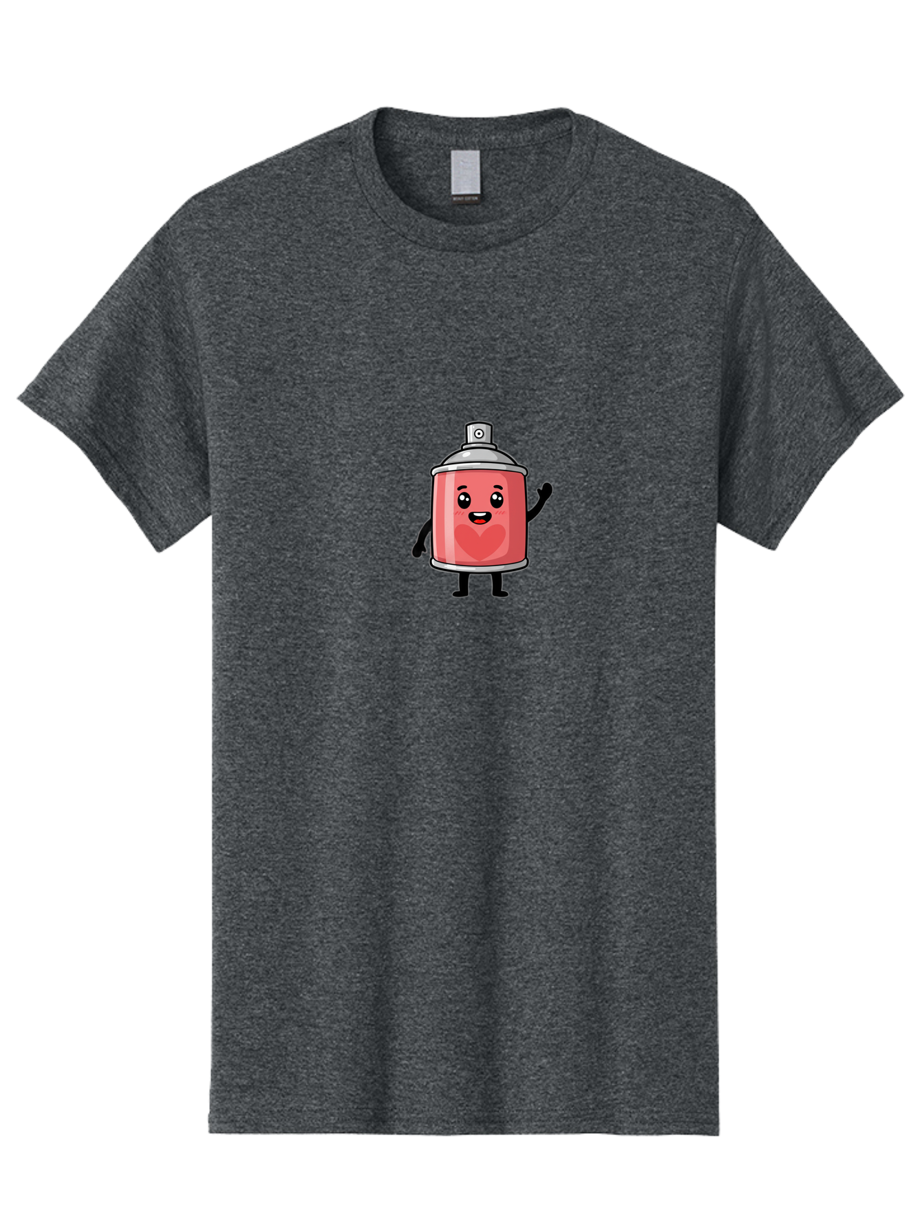 Spray-Can-With-Heart Men'S Graphic Tee, 100% Cotton, Comfortable Casual Summer Wear, Machine Washable, Pink Spray Can, Cartoon Character, Smiling Face, Heart Symbol, Graffiti Art, Street Art, Urban Culture, Artistic Expression, Happy Vibe, Bad690