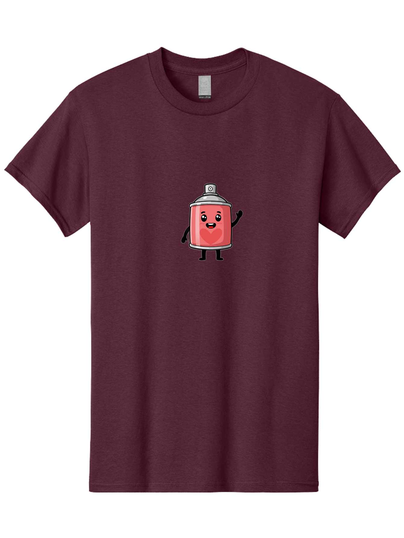 Spray-Can-With-Heart Men'S Graphic Tee, 100% Cotton, Comfortable Casual Summer Wear, Machine Washable, Pink Spray Can, Cartoon Character, Smiling Face, Heart Symbol, Graffiti Art, Street Art, Urban Culture, Artistic Expression, Happy Vibe, Bad690
