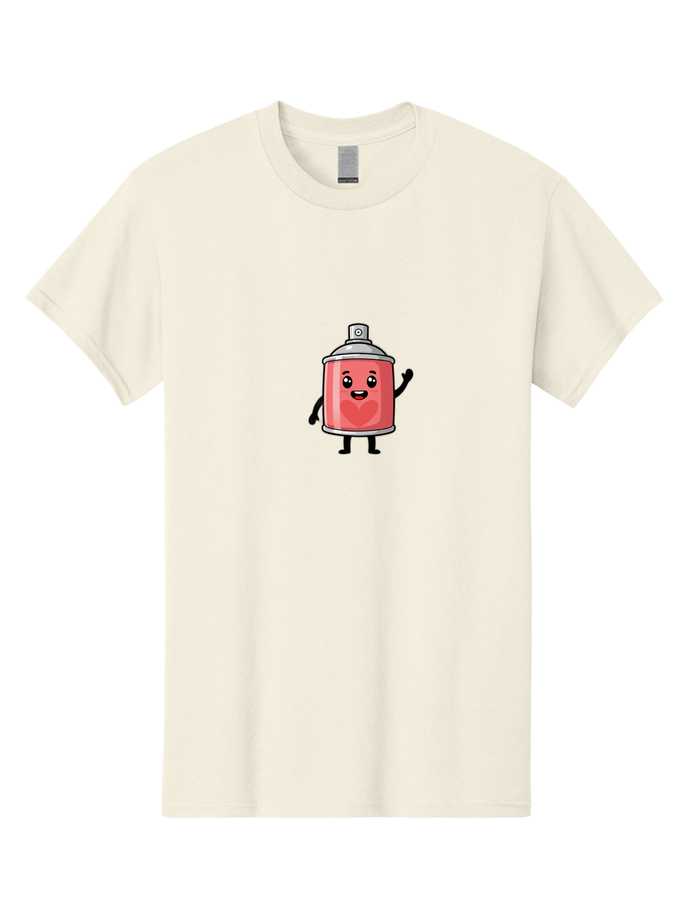 Spray-Can-With-Heart Men'S Graphic Tee, 100% Cotton, Comfortable Casual Summer Wear, Machine Washable, Pink Spray Can, Cartoon Character, Smiling Face, Heart Symbol, Graffiti Art, Street Art, Urban Culture, Artistic Expression, Happy Vibe, Bad690