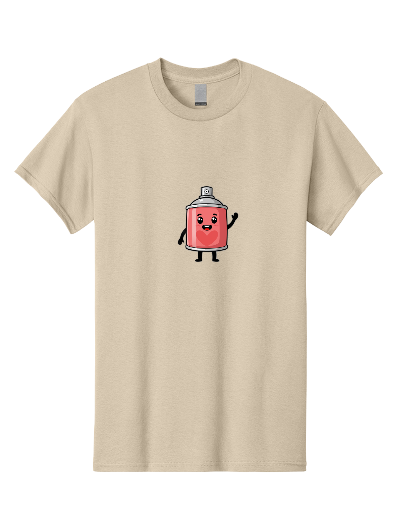 Spray-Can-With-Heart Men'S Graphic Tee, 100% Cotton, Comfortable Casual Summer Wear, Machine Washable, Pink Spray Can, Cartoon Character, Smiling Face, Heart Symbol, Graffiti Art, Street Art, Urban Culture, Artistic Expression, Happy Vibe, Bad690
