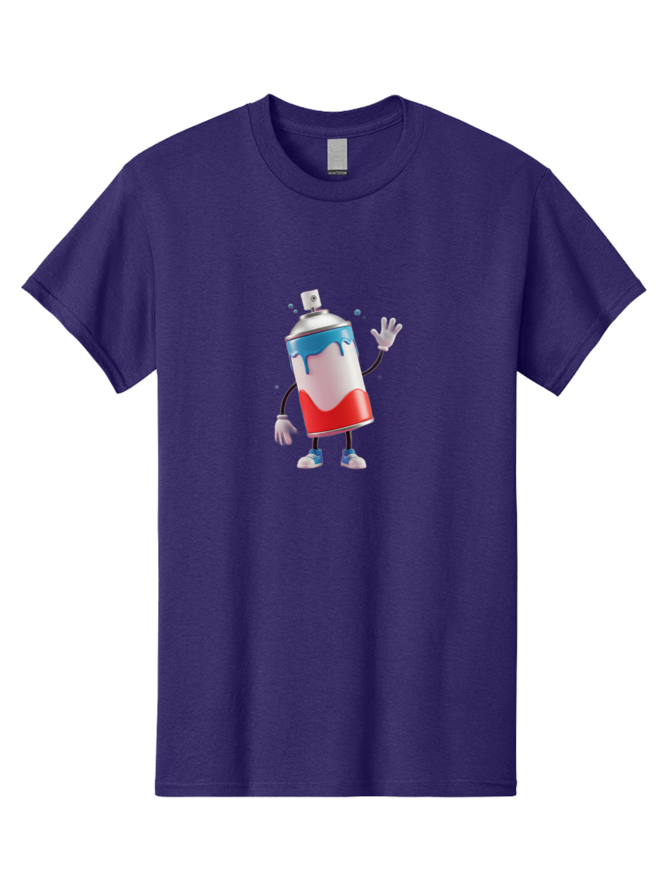 Spray-Paint-Can-Character-1 Men'S Graphic Tee, 100% Cotton, Comfortable Casual Summer Wear, Machine Washable, Cartoon Spray Can, Red White And Blue Paint, Graffiti Art, Street Art Supplies, Vibrant Colors, Animated Character, 3D Illustration, Bad692