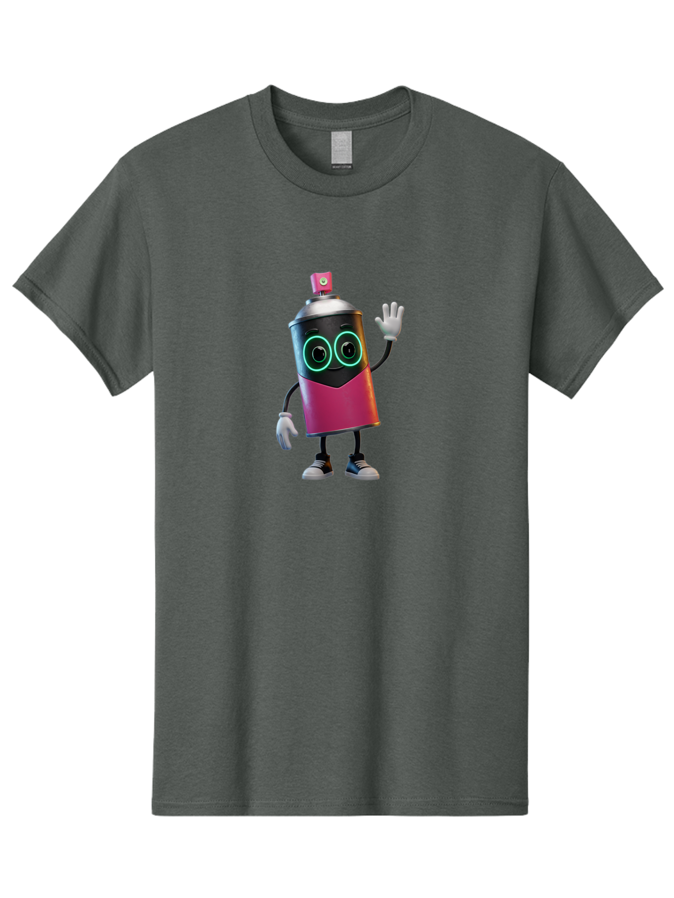 Spray-Paint-Can-Character Men'S Graphic Tee, 100% Cotton, Comfortable Casual Summer Wear, Machine Washable, Cartoon Spray Can, Street Art, Graffiti, Vibrant Colors, Friendly Character, Cute Design, Urban Art, Spray Paint Can, Bad694