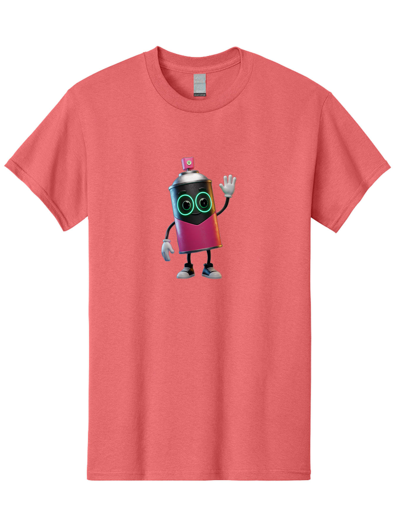 Spray-Paint-Can-Character Men'S Graphic Tee, 100% Cotton, Comfortable Casual Summer Wear, Machine Washable, Cartoon Spray Can, Street Art, Graffiti, Vibrant Colors, Friendly Character, Cute Design, Urban Art, Spray Paint Can, Bad694